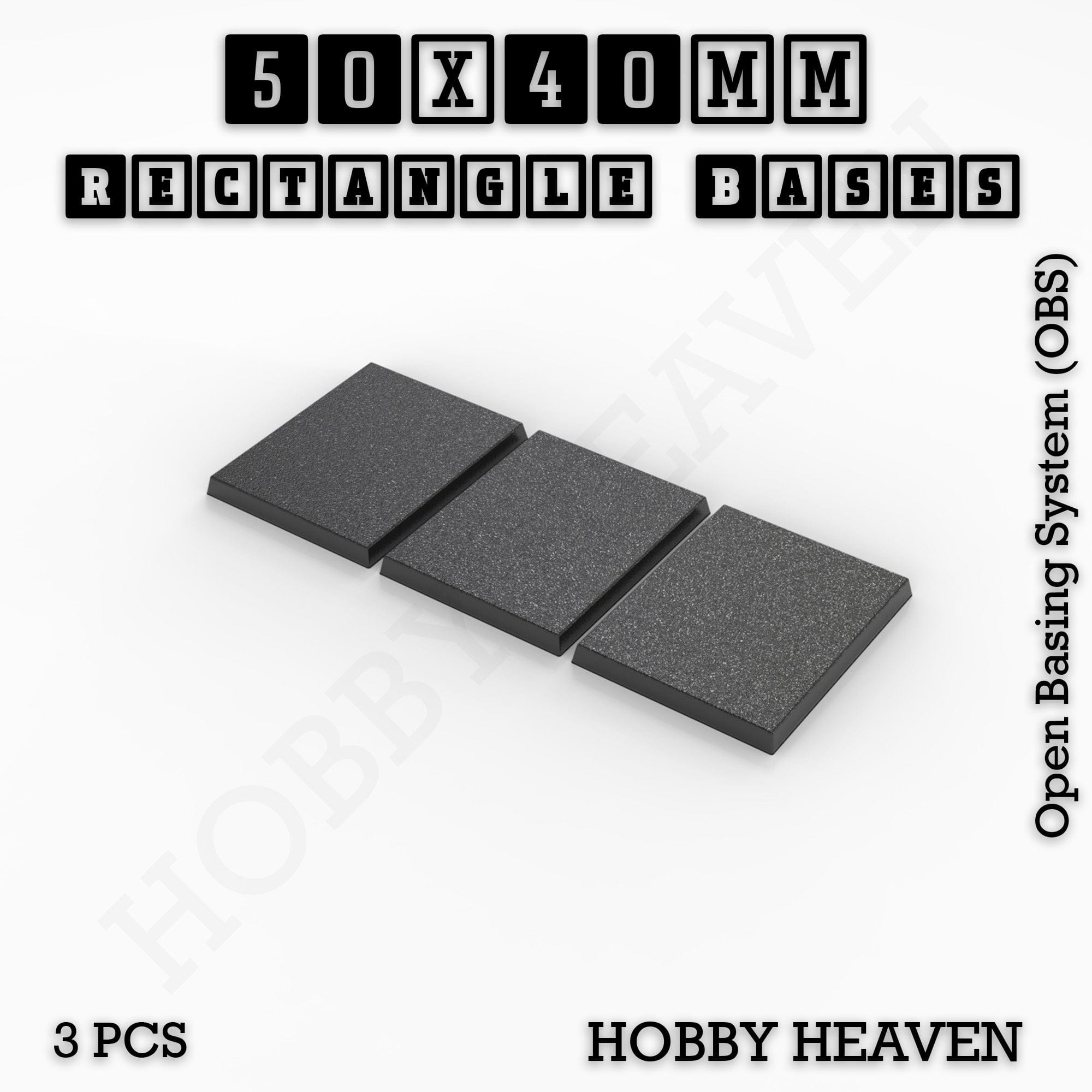 Base Rectangle Bases Range Sizes - 75x30mm to 125x40mm Medium Sizes 3d Print Full Range Tabletop Games