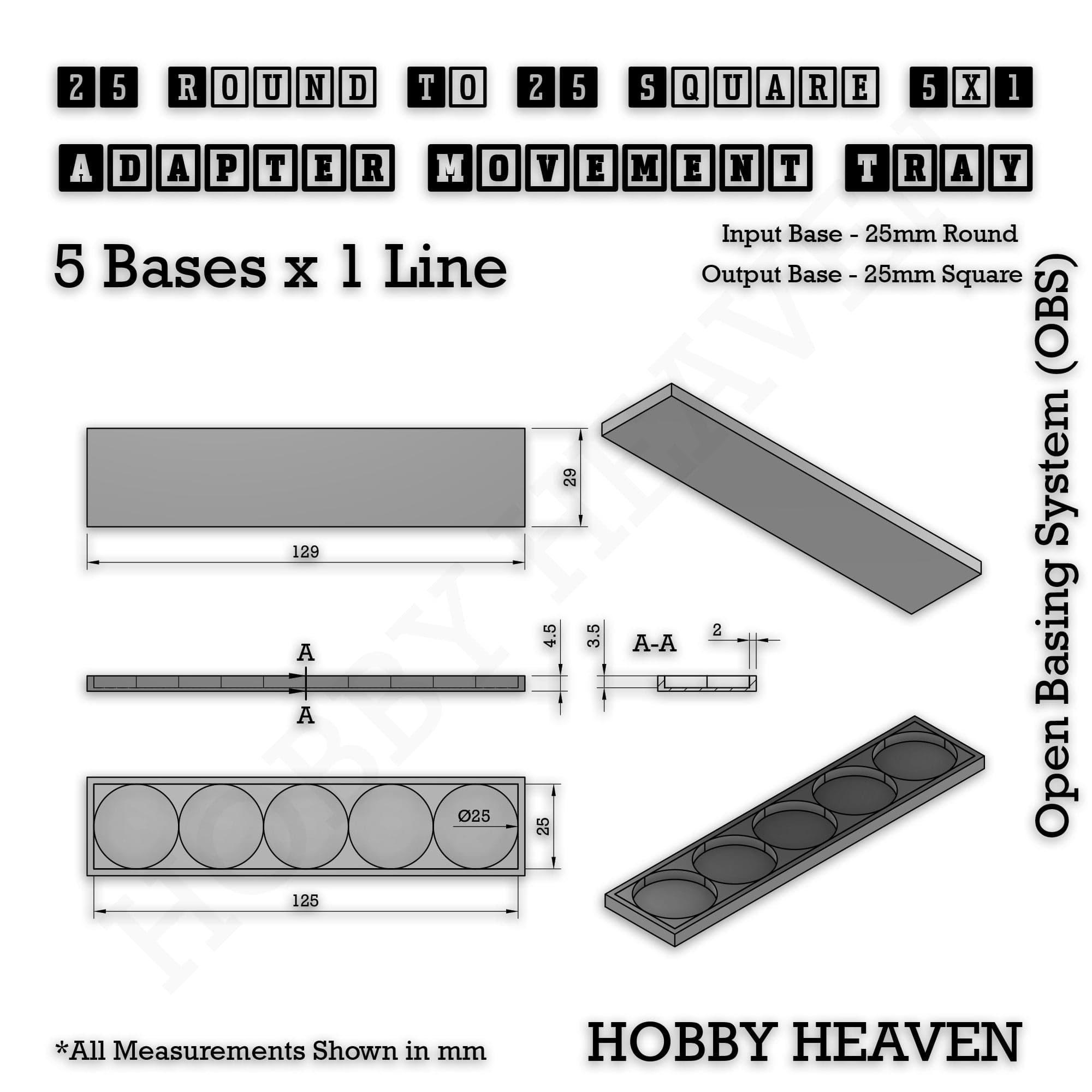 Movement Tray Round to Square Movement Trays Adapters for Tabletop Games