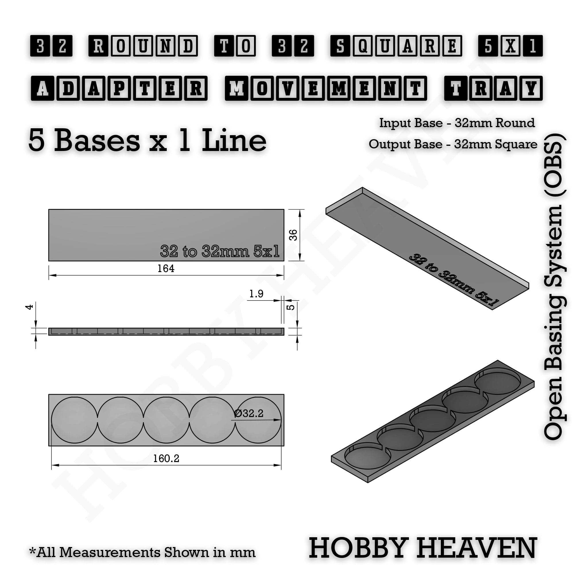 Movement Tray Round to Square Movement Trays Adapters for Tabletop Games