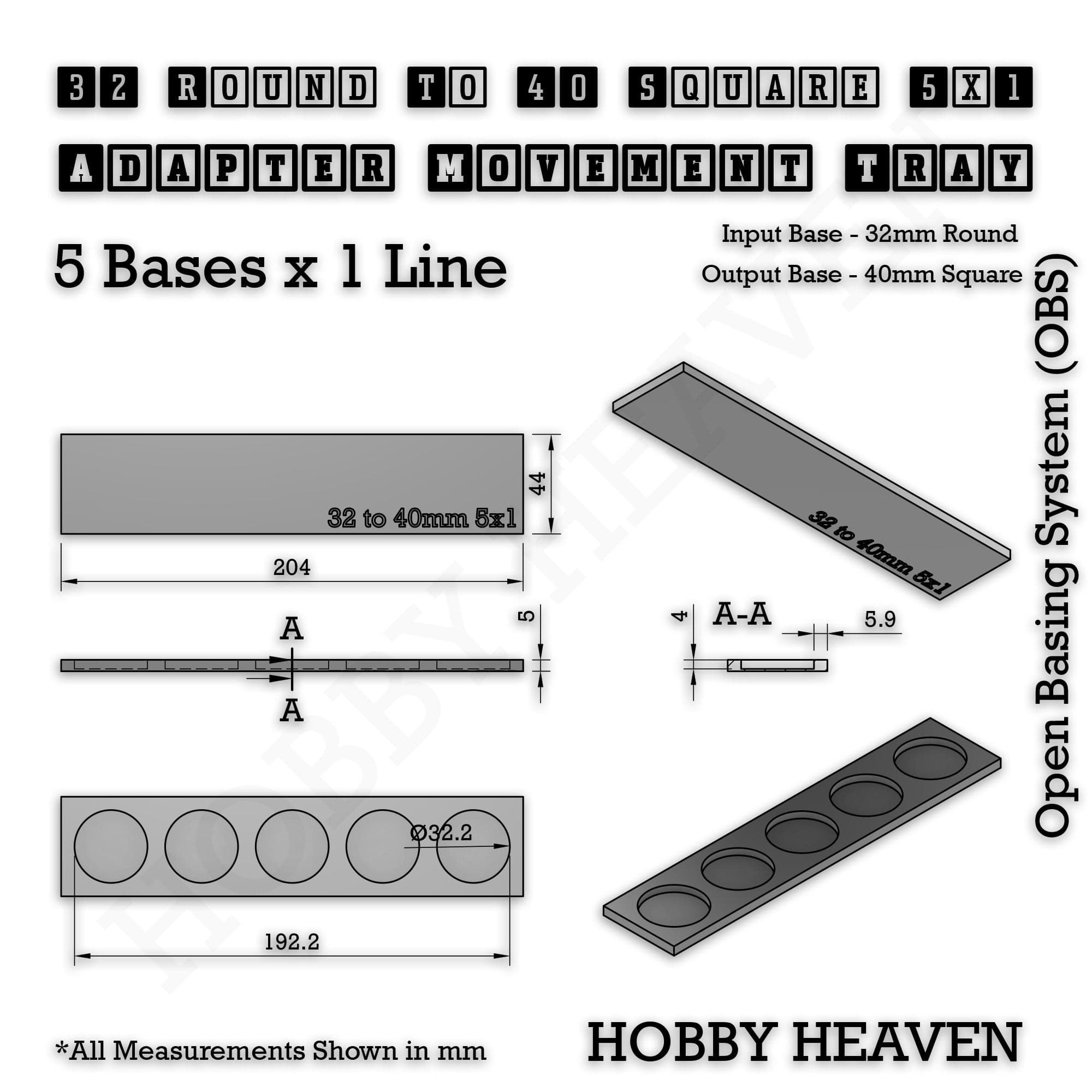 Movement Tray Round to Square Movement Trays Adapters for Tabletop Games