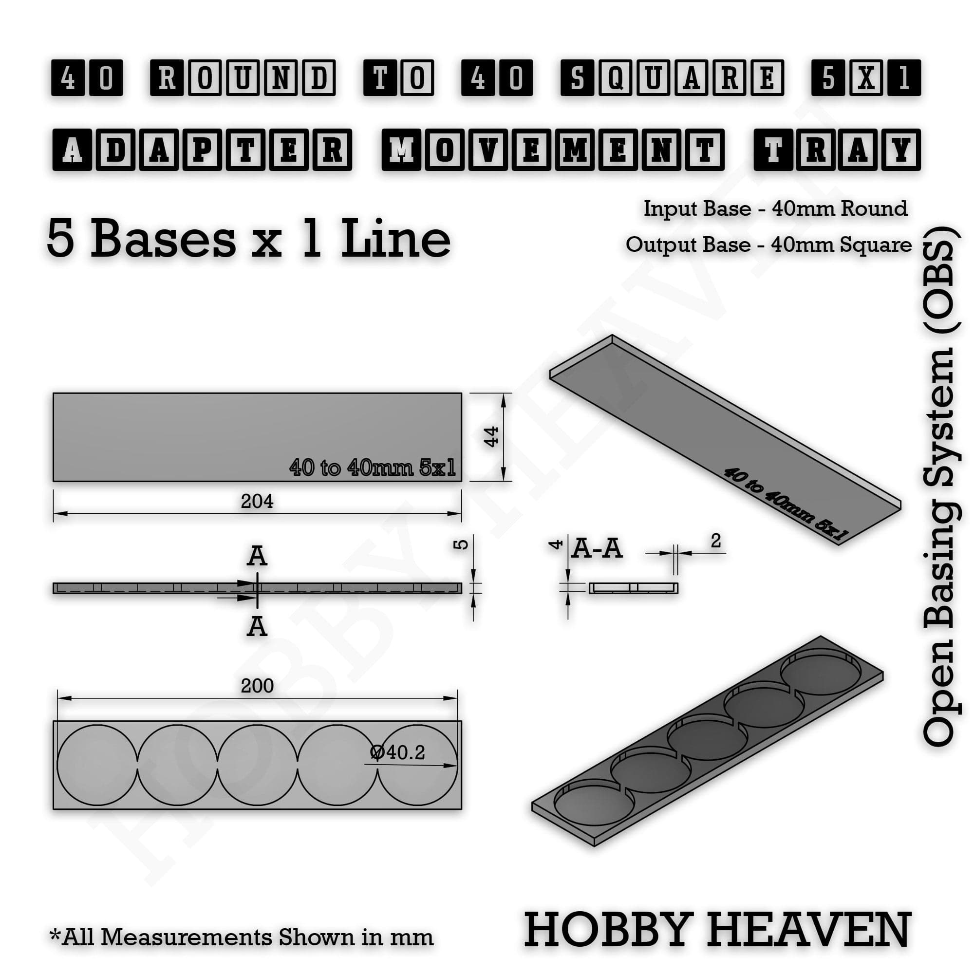 Movement Tray Round to Square Movement Trays Adapters for Tabletop Games