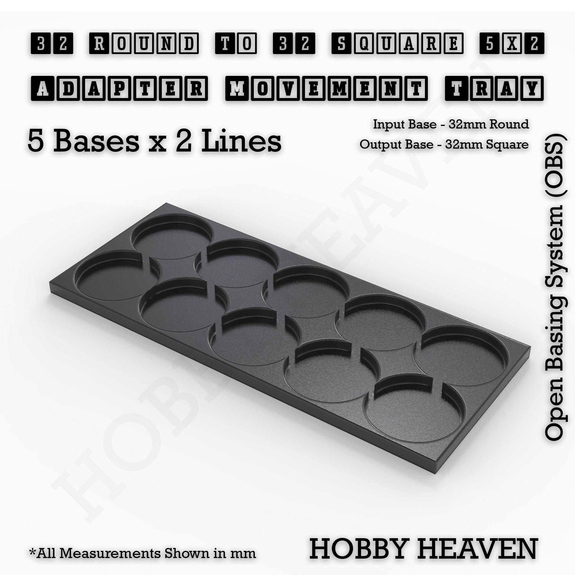 Movement Tray Round to Square Movement Trays Adapters for Tabletop Games