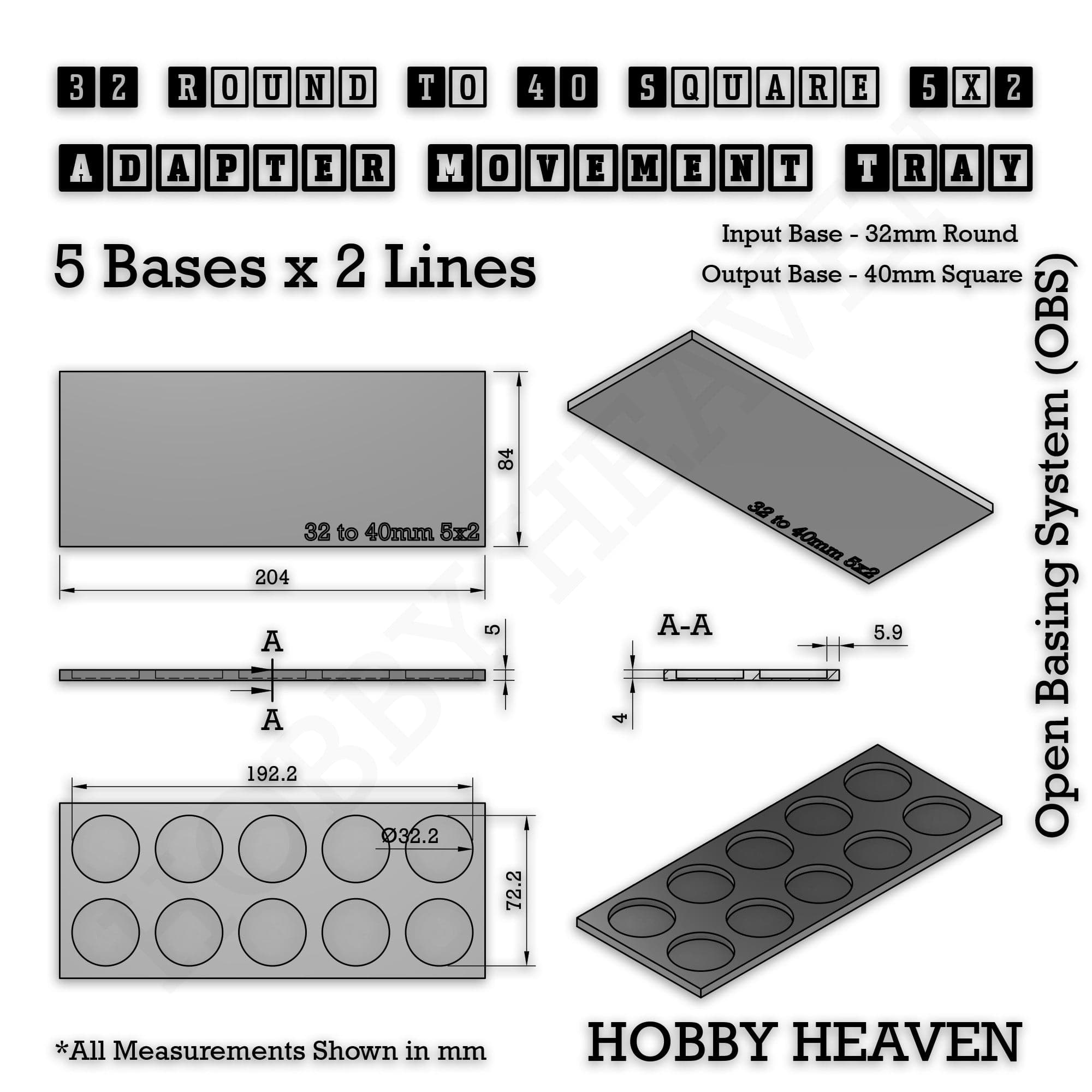 Movement Tray Round to Square Movement Trays Adapters for Tabletop Games