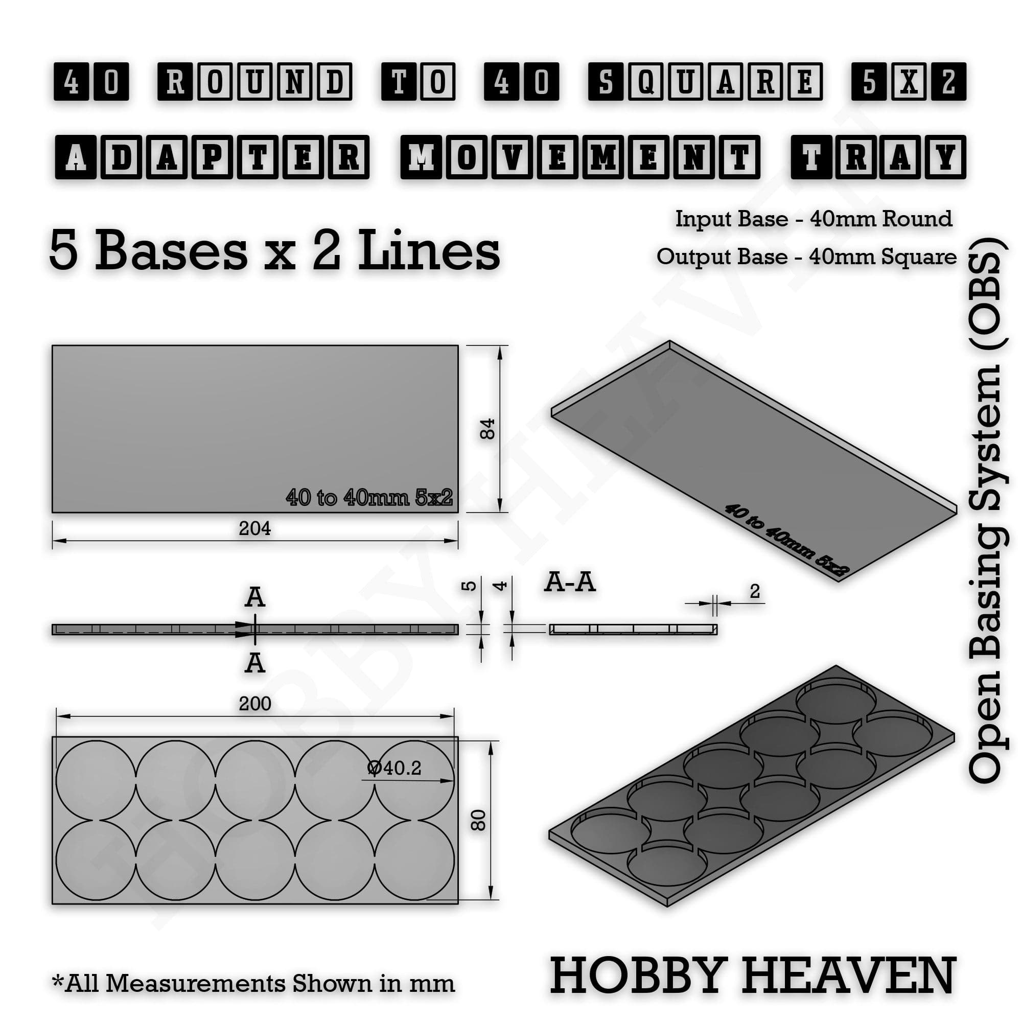 Movement Tray Round to Square Movement Trays Adapters for Tabletop Games