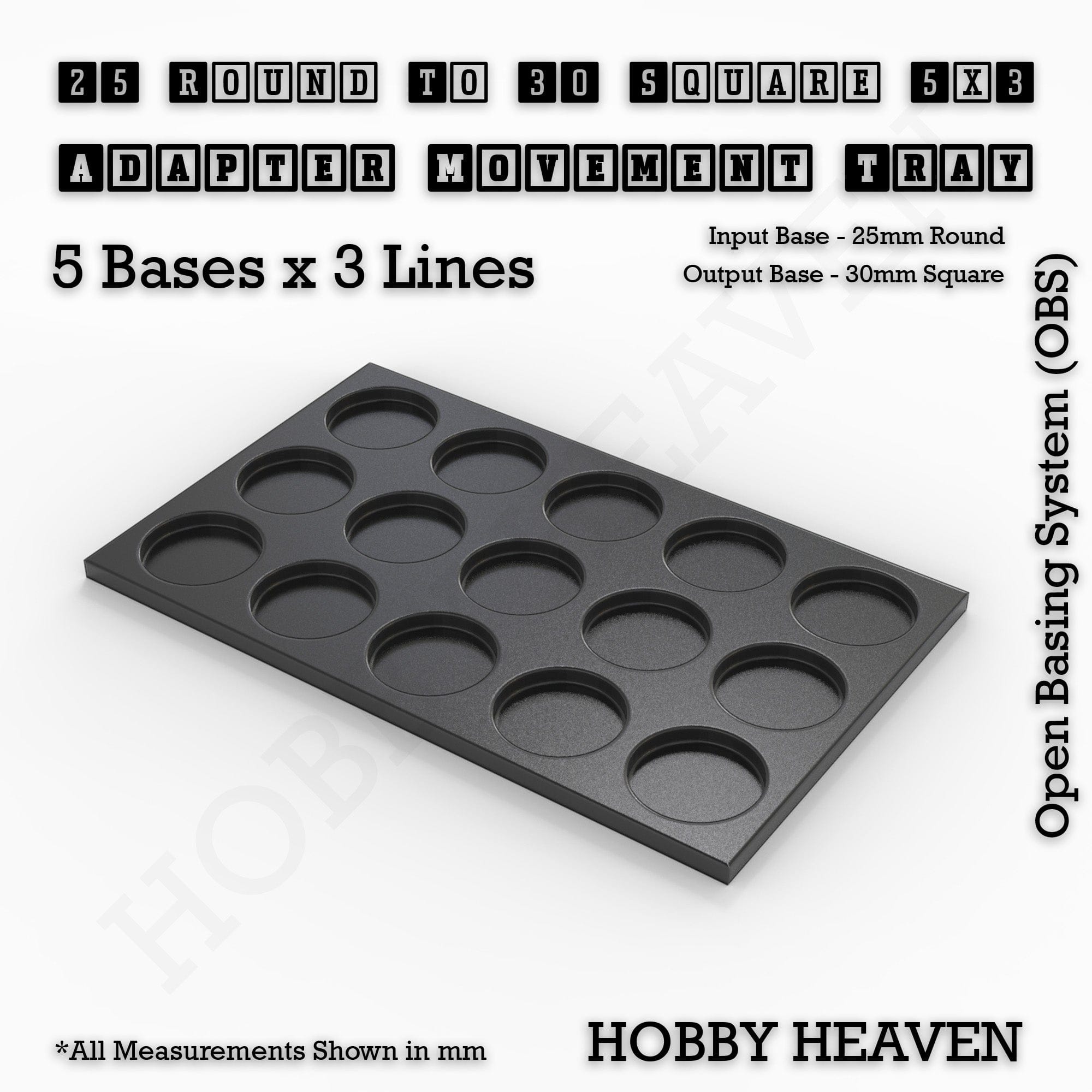 Movement Tray Round to Square Movement Trays Adapters for Tabletop Games