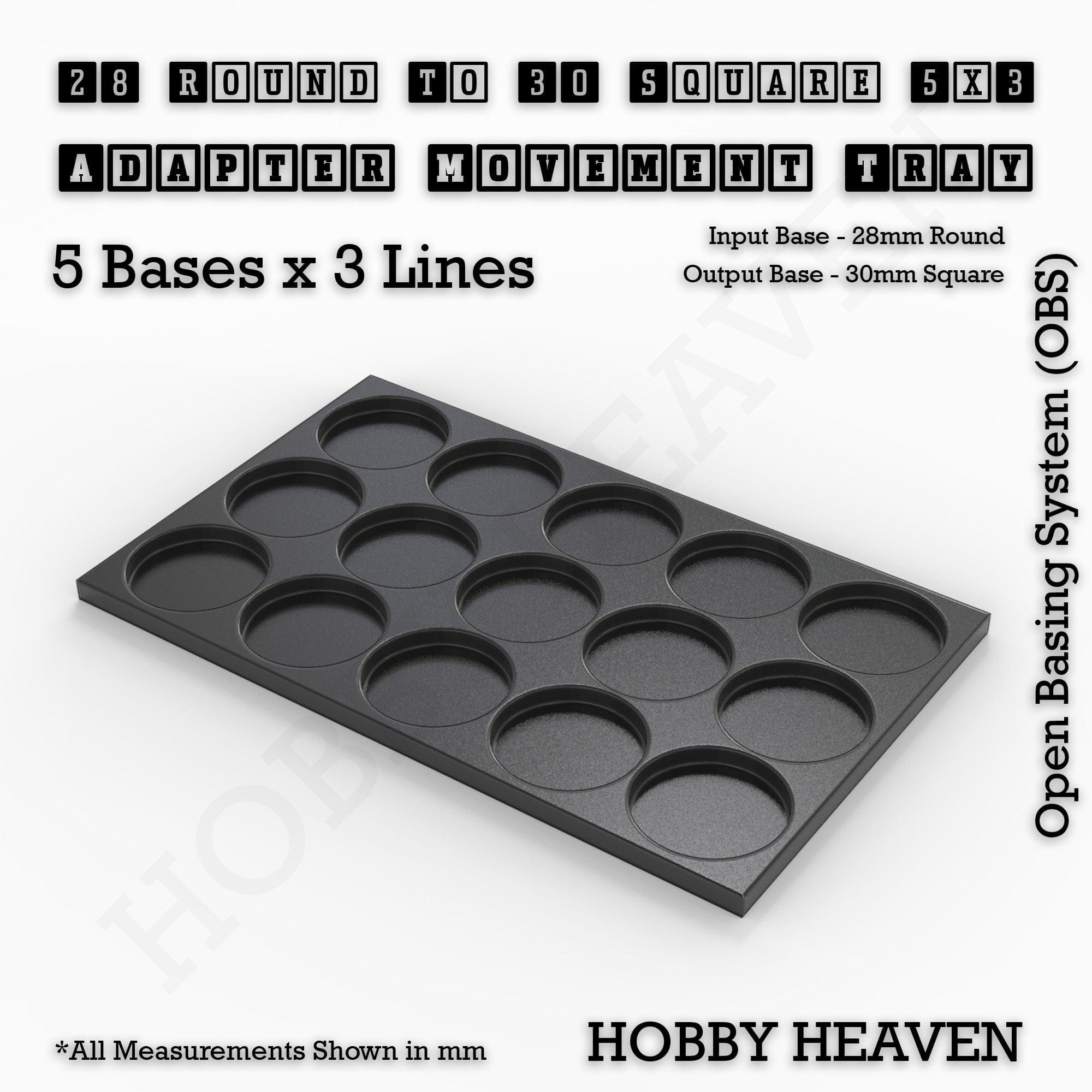 Movement Tray Round to Square Movement Trays Adapters for Tabletop Games