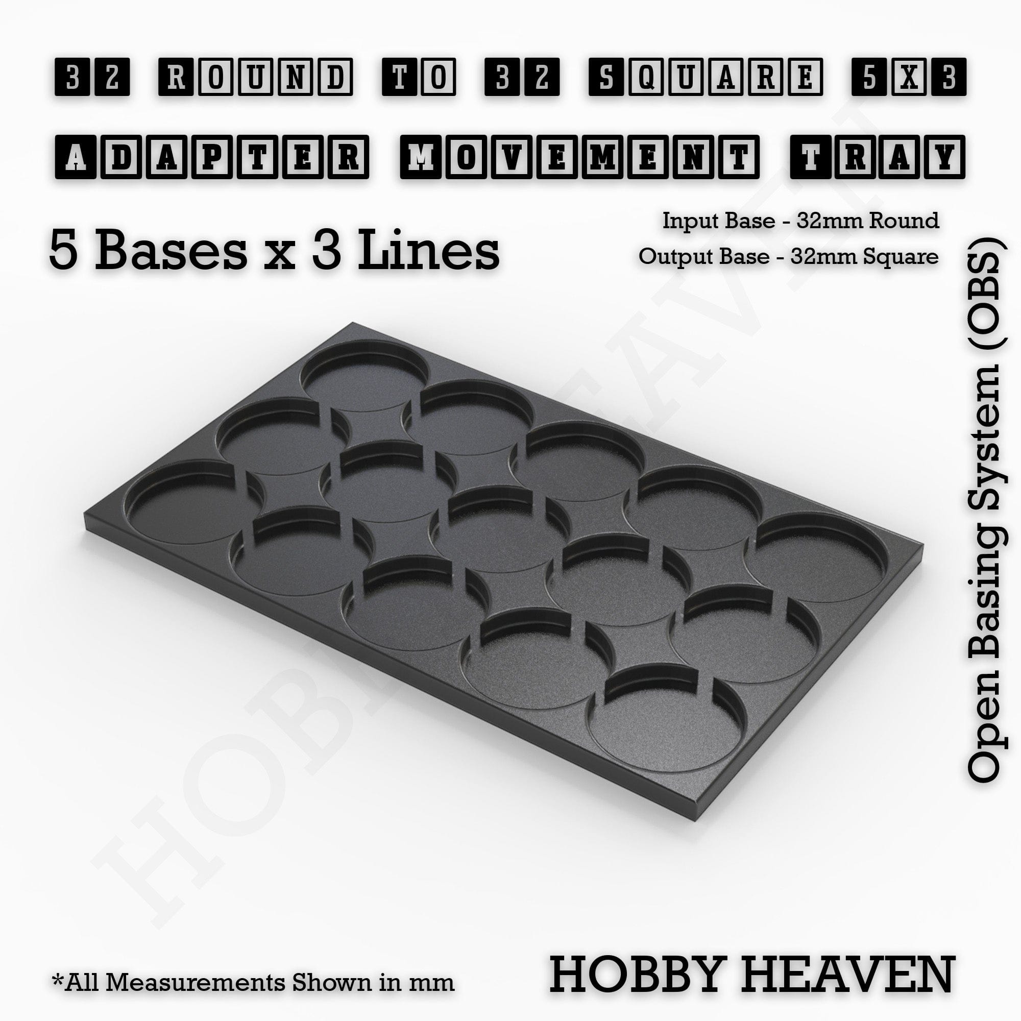 Movement Tray Round to Square Movement Trays Adapters for Tabletop Games