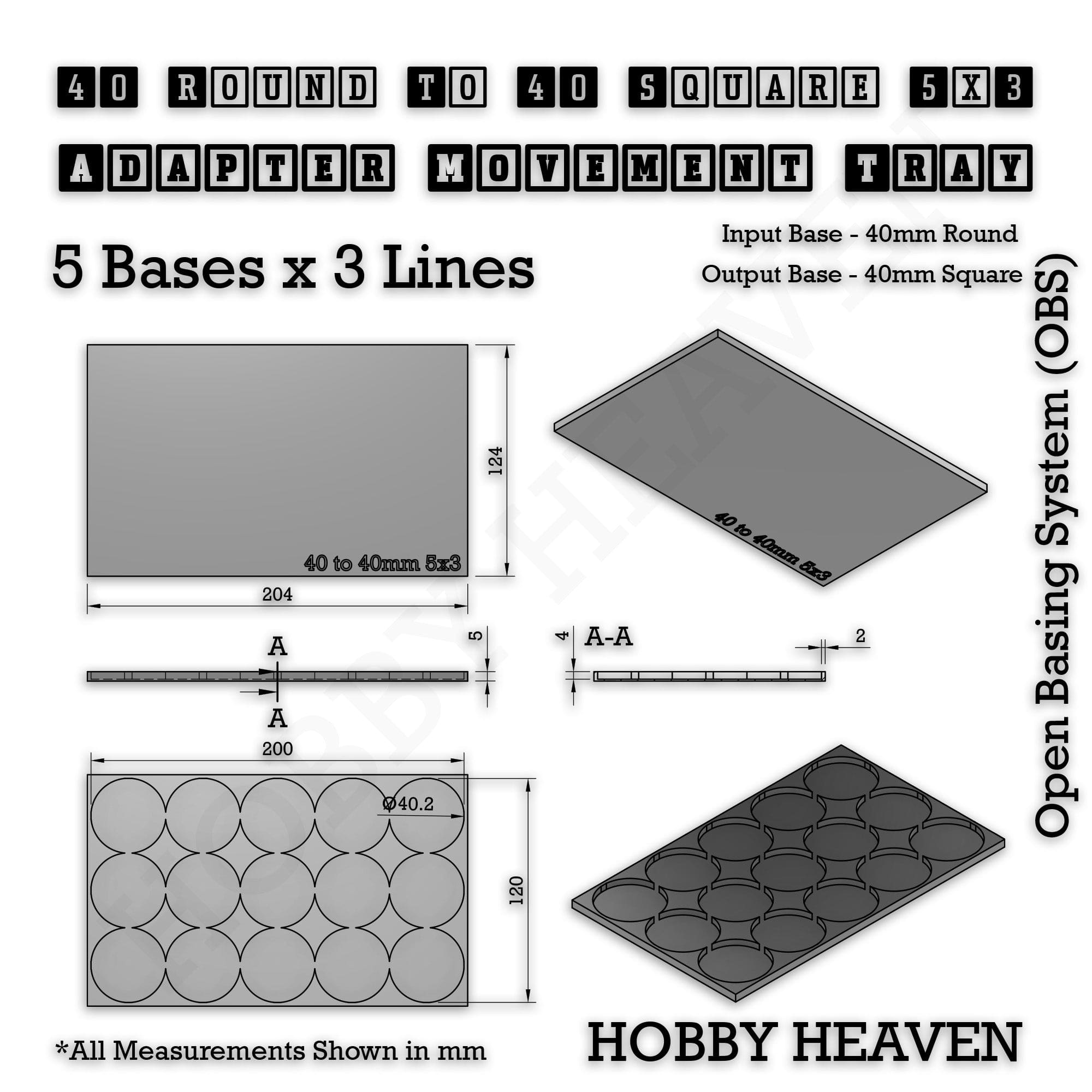 Movement Tray Round to Square Movement Trays Adapters for Tabletop Games