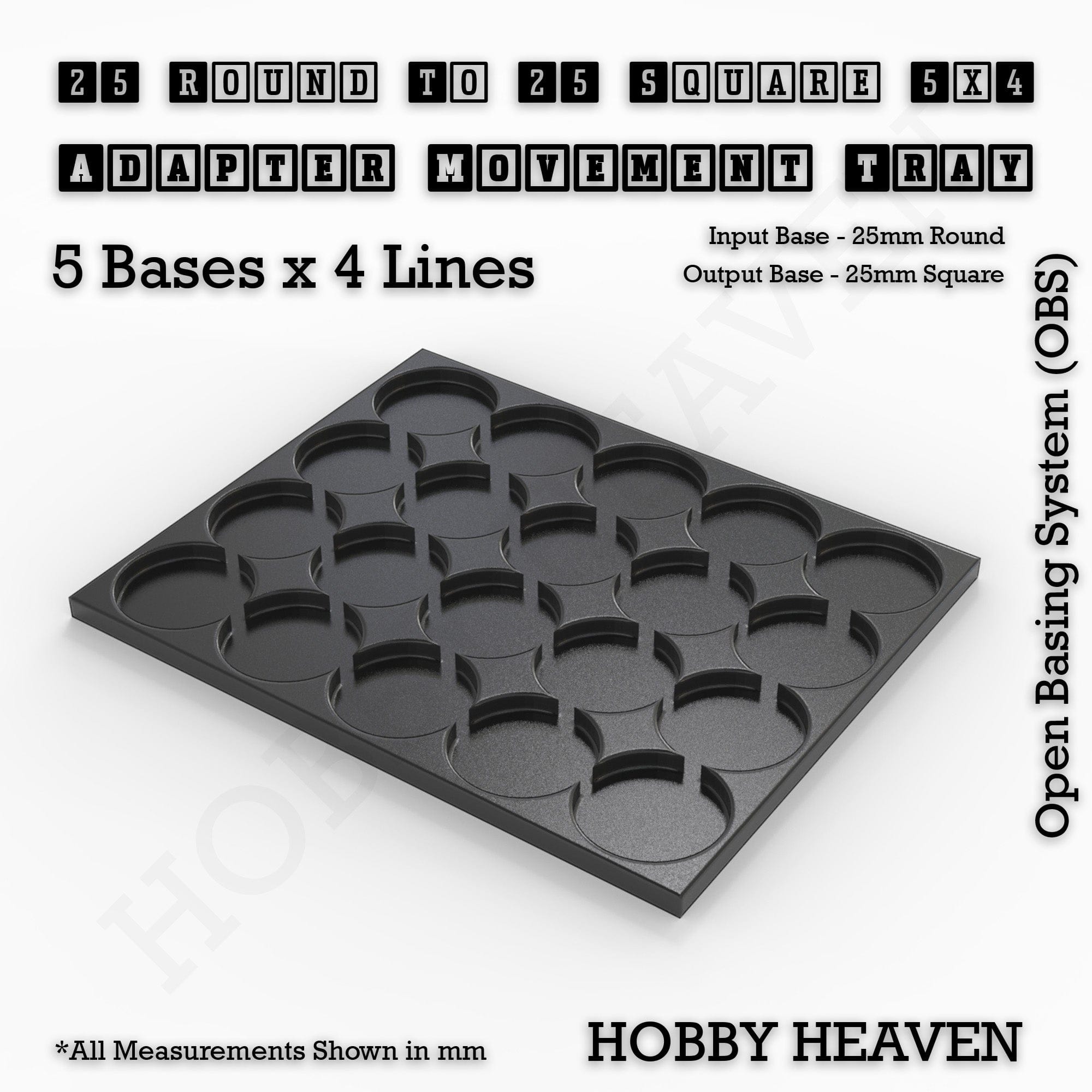 Movement Tray Round to Square Movement Trays Adapters for Tabletop Games
