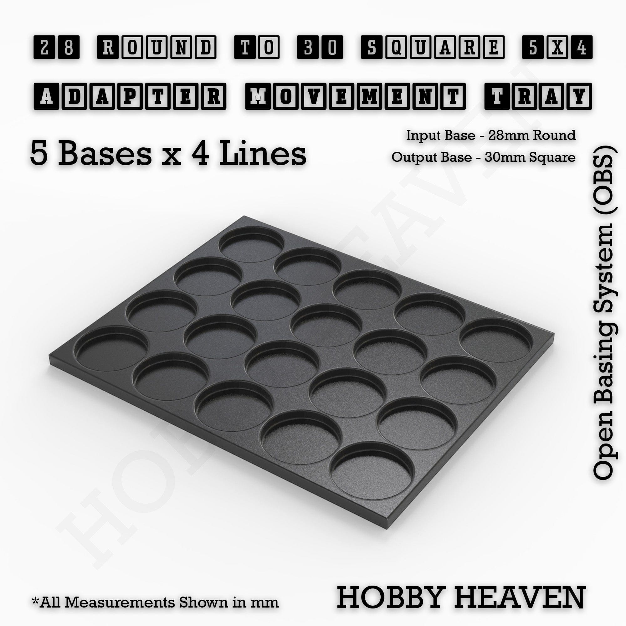 Movement Tray Round to Square Movement Trays Adapters for Tabletop Games