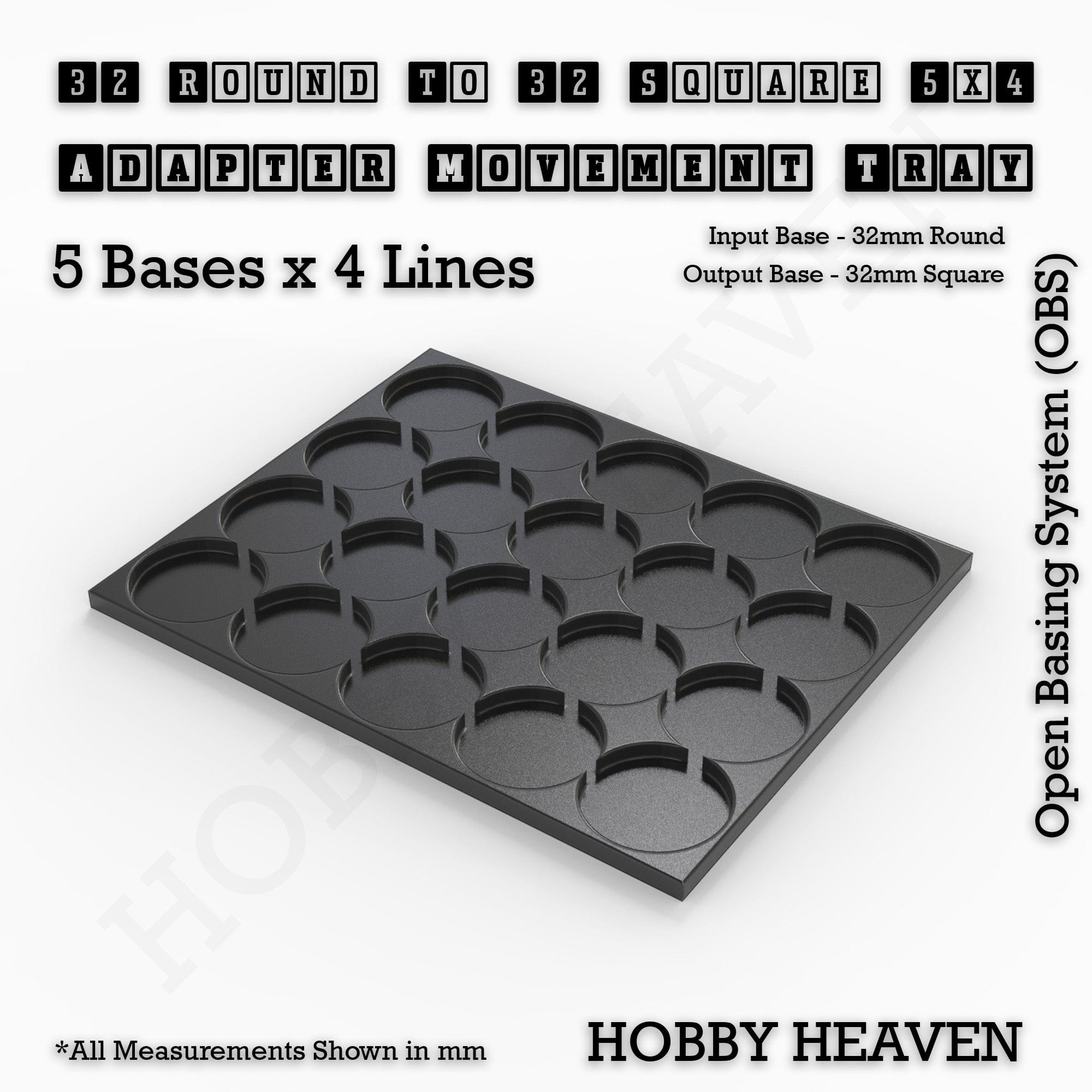 Movement Tray Round to Square Movement Trays Adapters for Tabletop Games