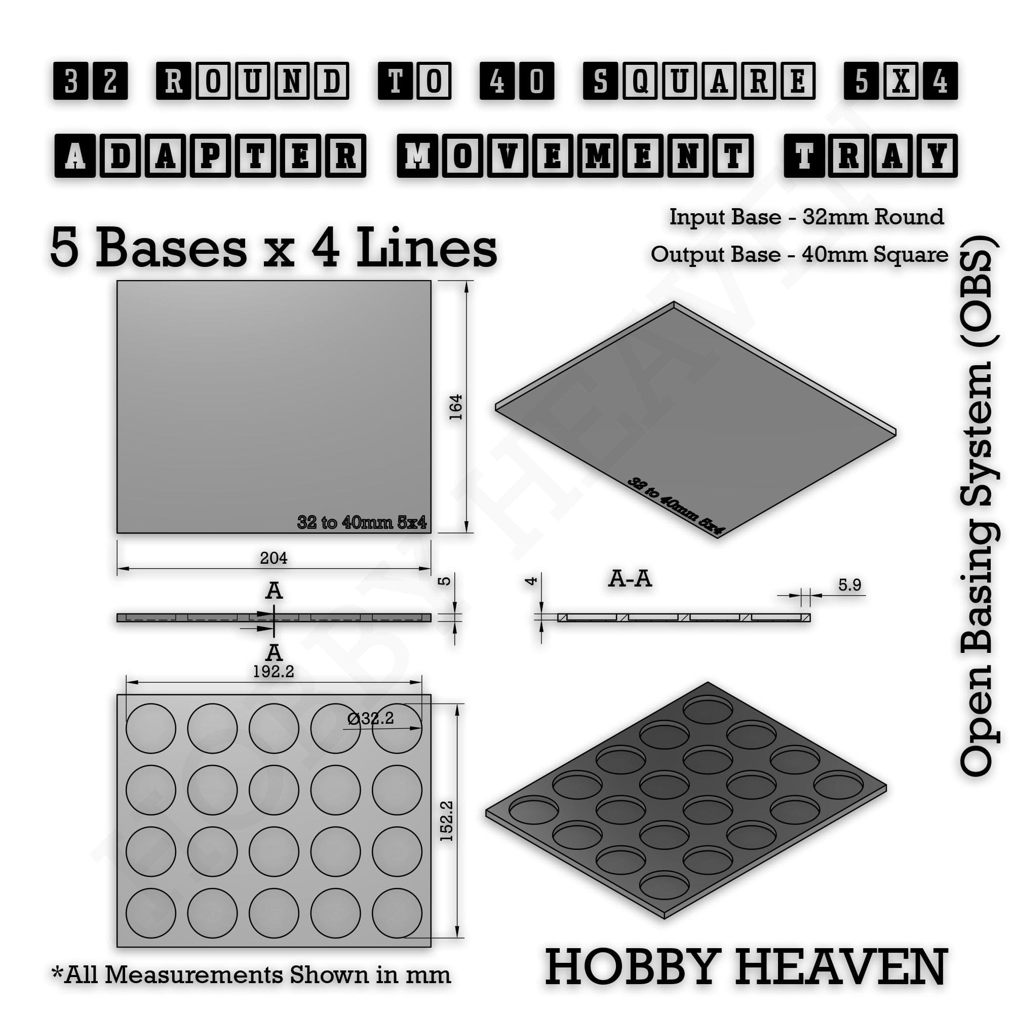 Movement Tray Round to Square Movement Trays Adapters for Tabletop Games