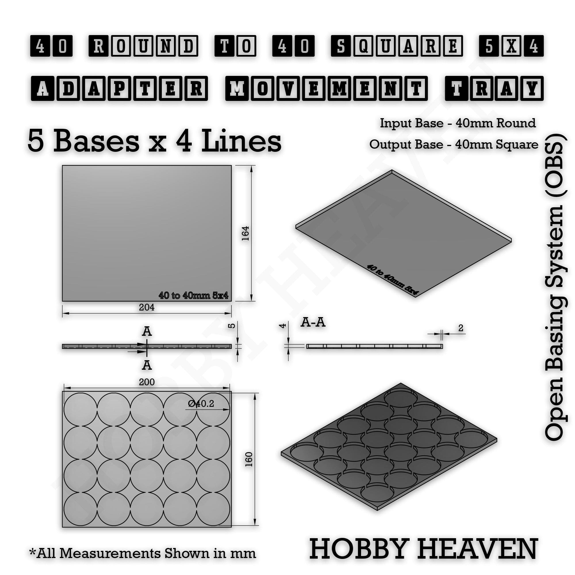 Movement Tray Round to Square Movement Trays Adapters for Tabletop Games