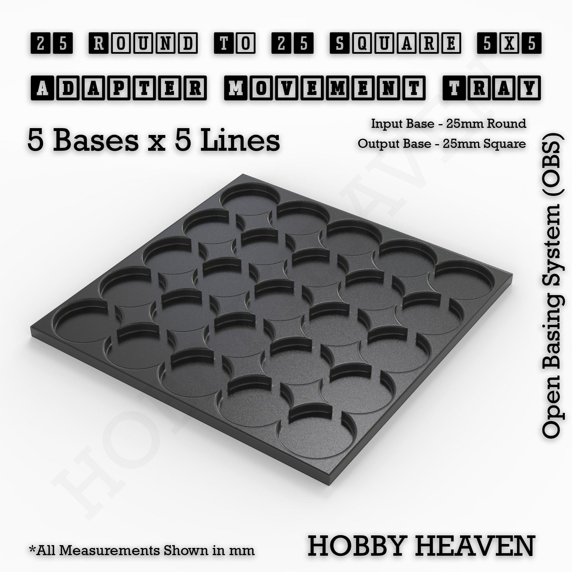 Movement Tray Round to Square Movement Trays Adapters for Tabletop Games