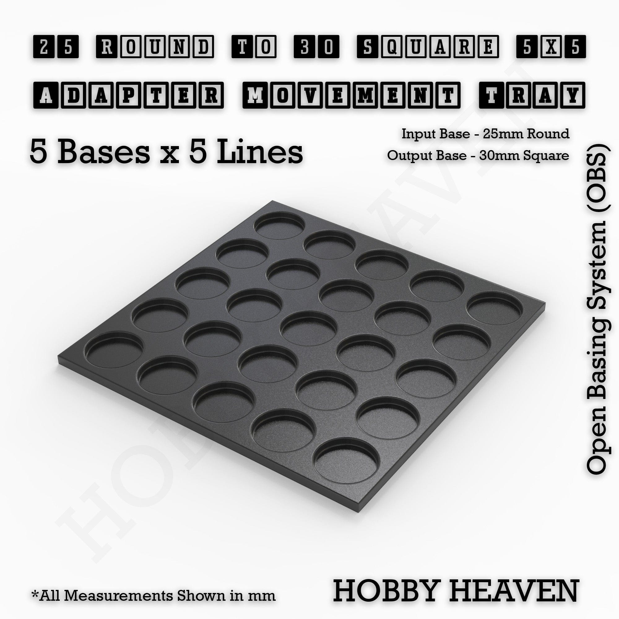 Movement Tray Round to Square Movement Trays Adapters for Tabletop Games