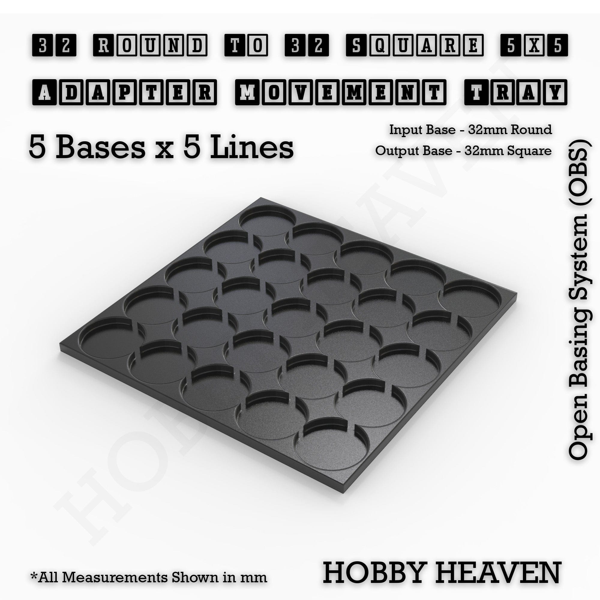 Movement Tray Round to Square Movement Trays Adapters for Tabletop Games