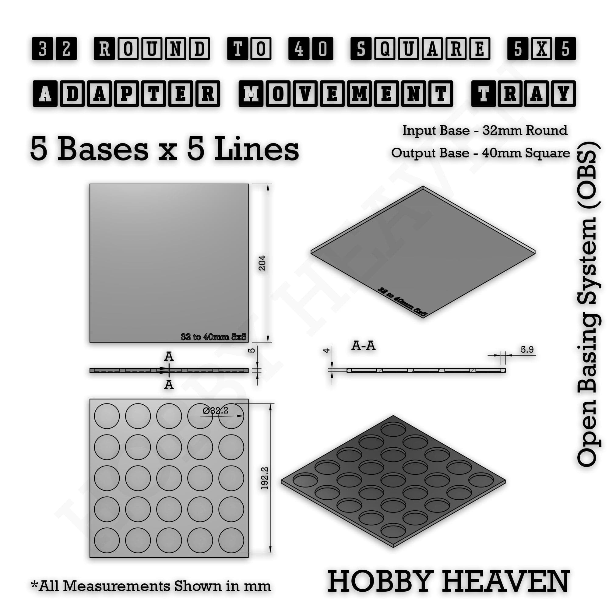 Movement Tray Round to Square Movement Trays Adapters for Tabletop Games