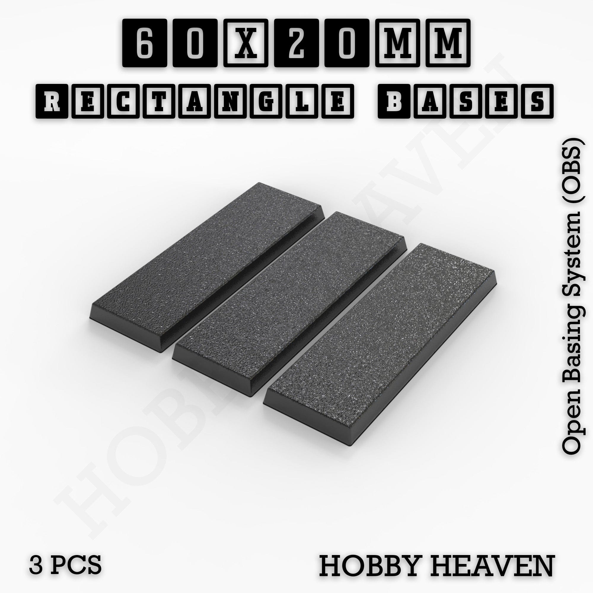 Base Rectangle Bases Range Sizes - 75x30mm to 125x40mm Medium Sizes 3d Print Full Range Tabletop Games