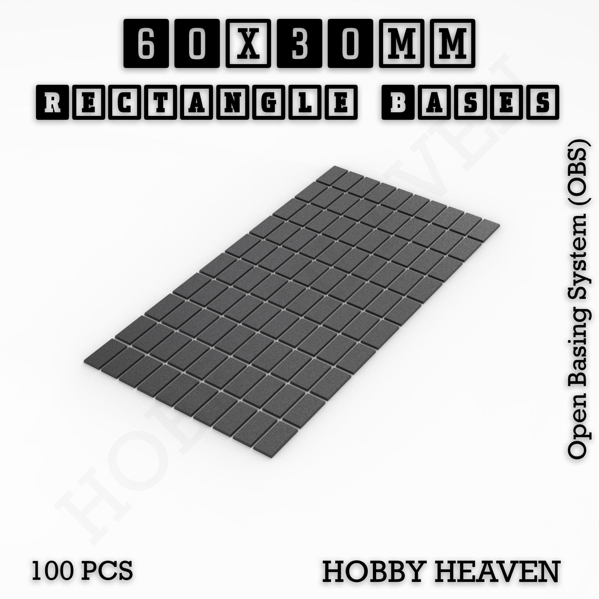 Base Rectangle Bases Range Sizes - 75x30mm to 125x40mm Medium Sizes 3d Print Full Range Tabletop Games