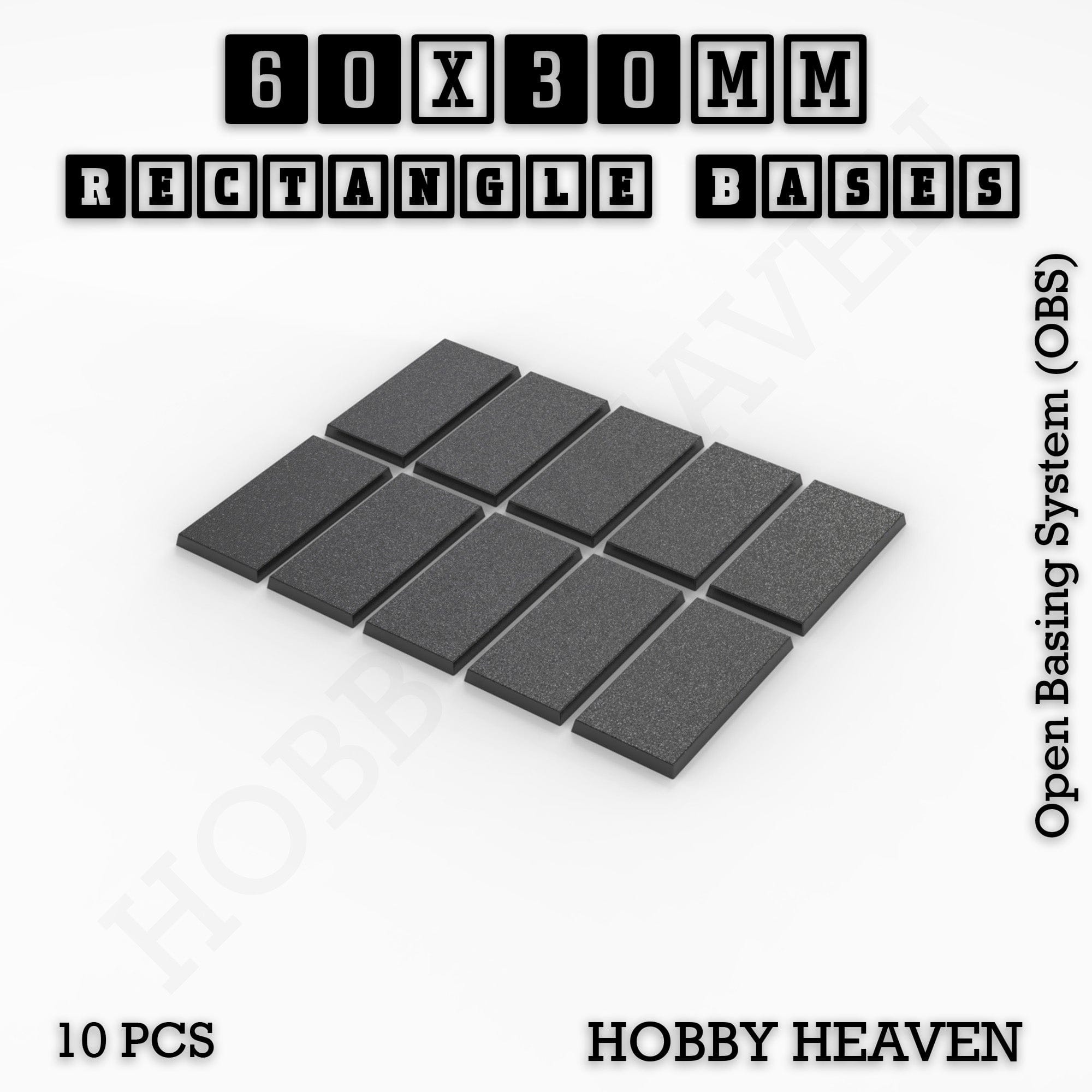 Base Rectangle Bases Range Sizes - 75x30mm to 125x40mm Medium Sizes 3d Print Full Range Tabletop Games