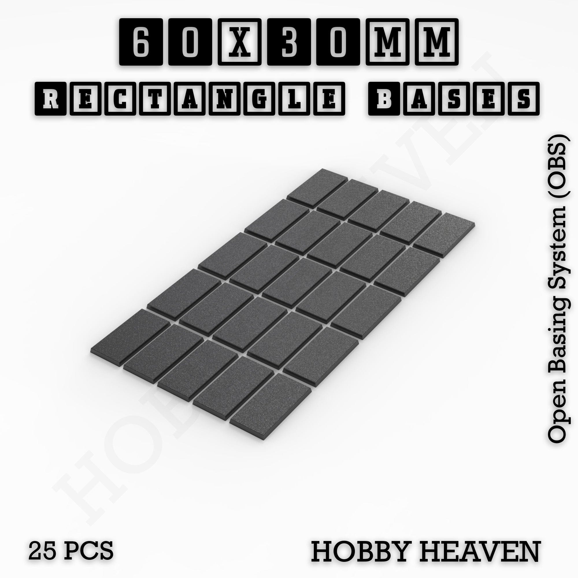 Base Rectangle Bases Range Sizes - 75x30mm to 125x40mm Medium Sizes 3d Print Full Range Tabletop Games
