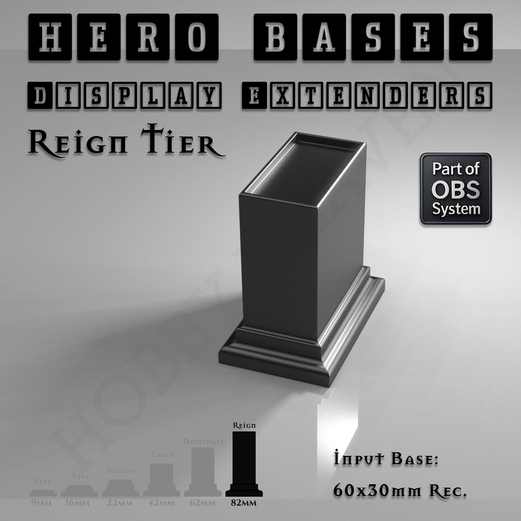 Plastic Bases Hero Bases Display Extenders | Squares and Rectangles | Convert Gaming Bases to Display Bases & Plinths