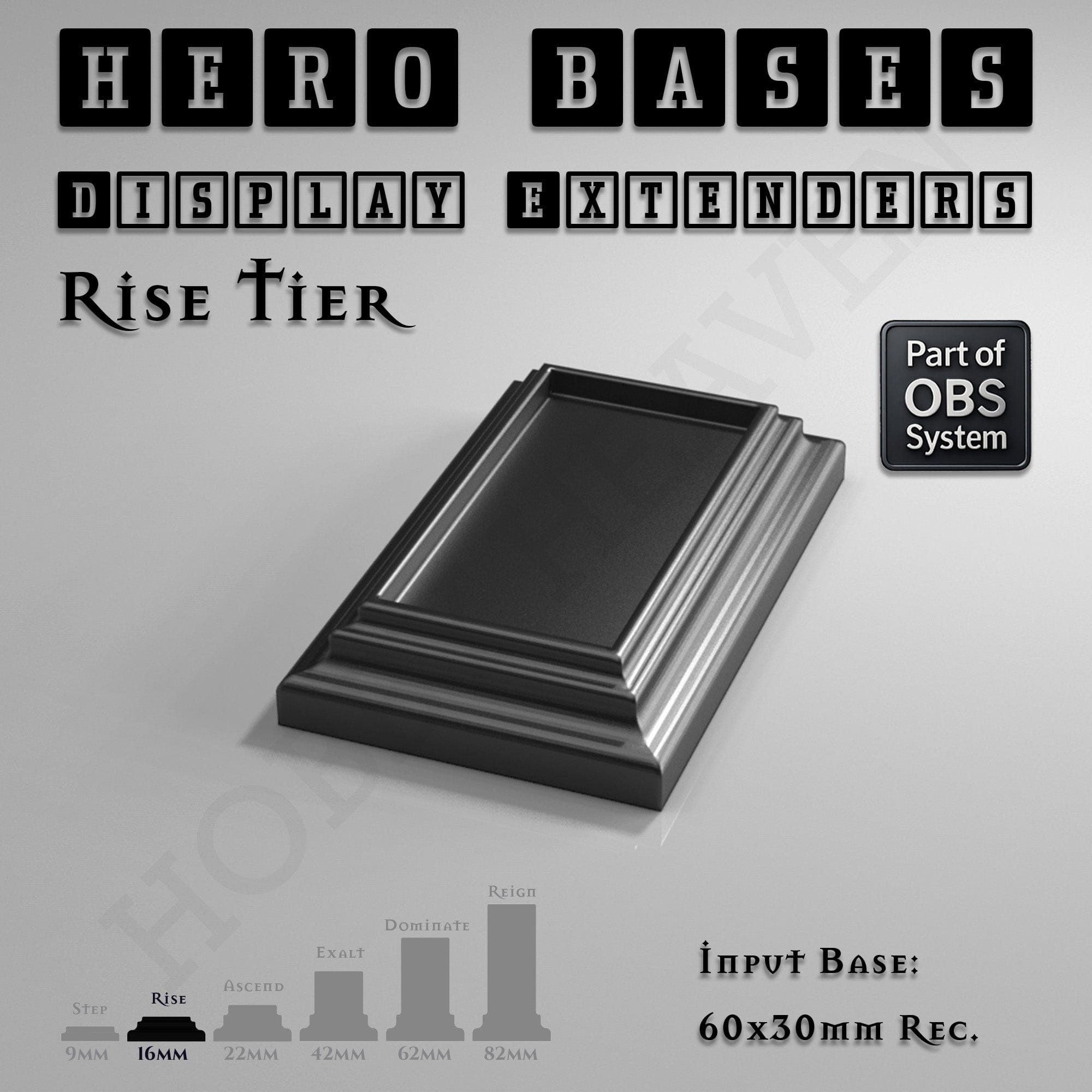 Plastic Bases Hero Bases Display Extenders | Squares and Rectangles | Convert Gaming Bases to Display Bases & Plinths