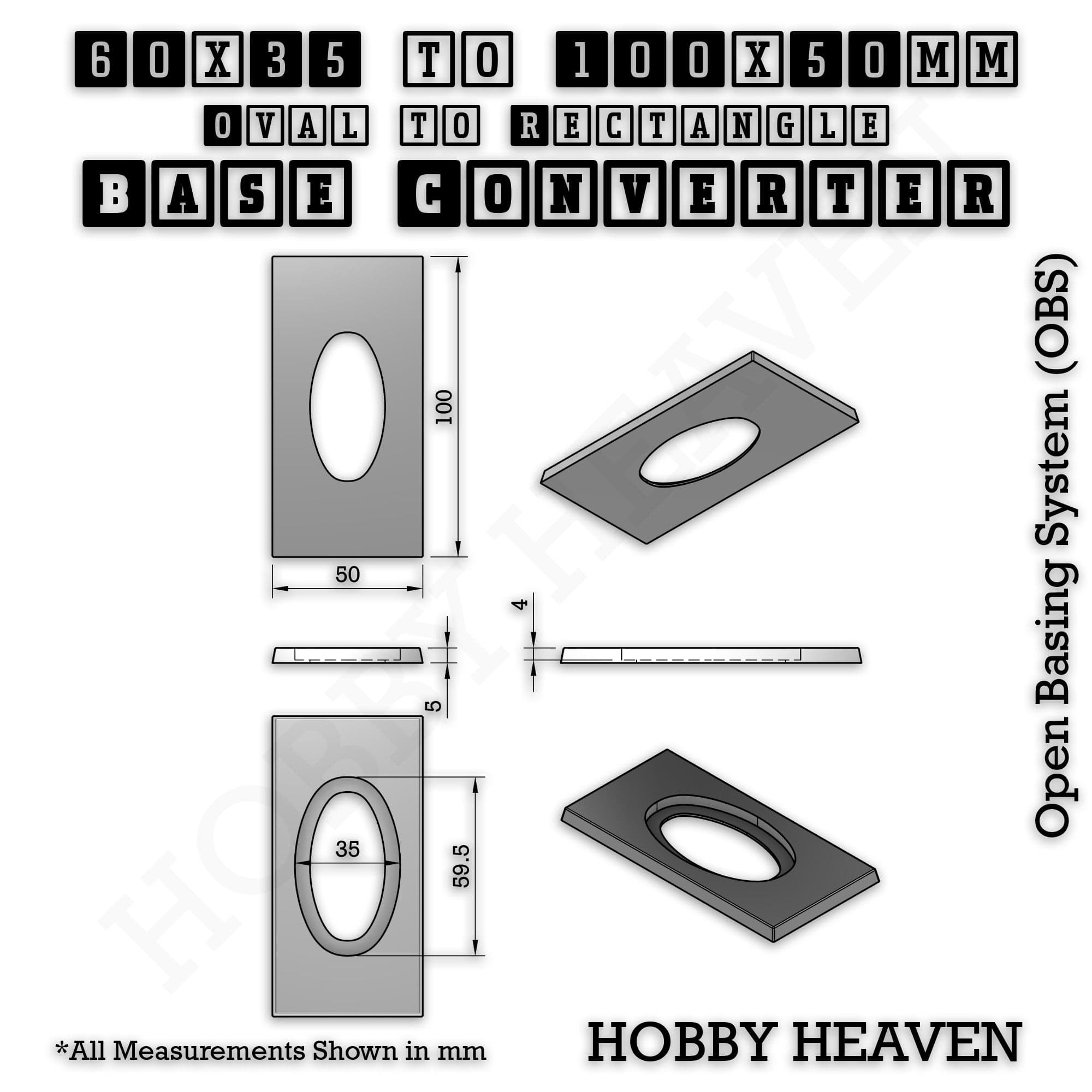 Base Converter Wargaming Oval to Rectangle Base Converters – Tabletop Games | 3D Printed Tabletop Accessories
