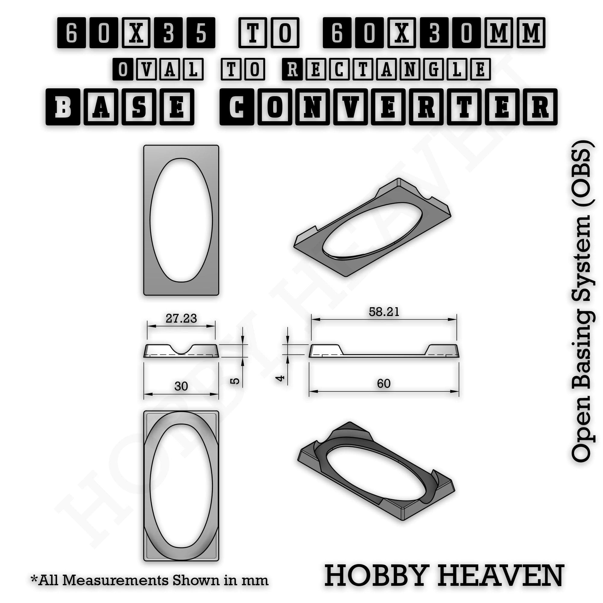 Base Converter Wargaming Oval to Rectangle Base Converters – Tabletop Games | 3D Printed Tabletop Accessories