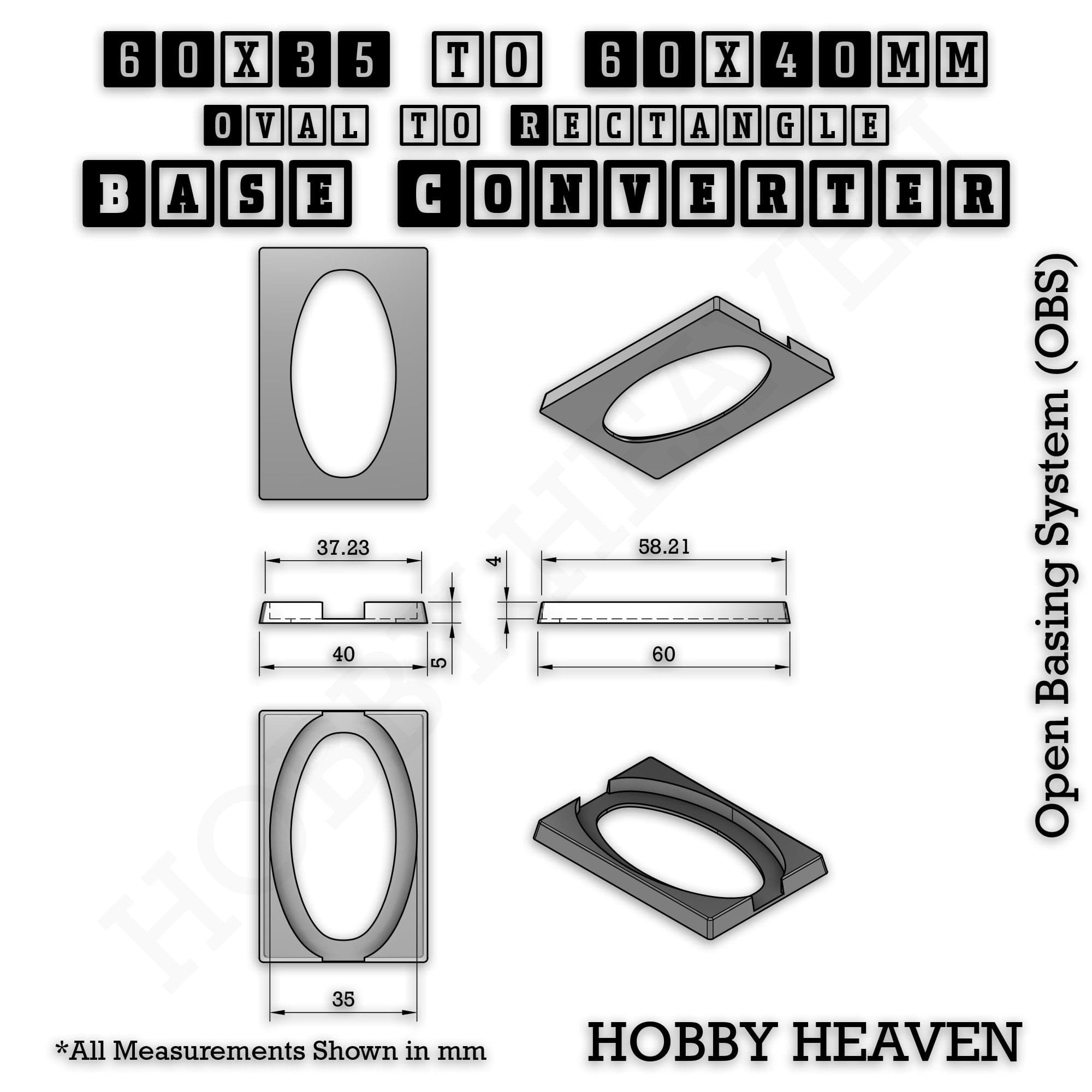 Base Converter Wargaming Oval to Rectangle Base Converters – Tabletop Games | 3D Printed Tabletop Accessories