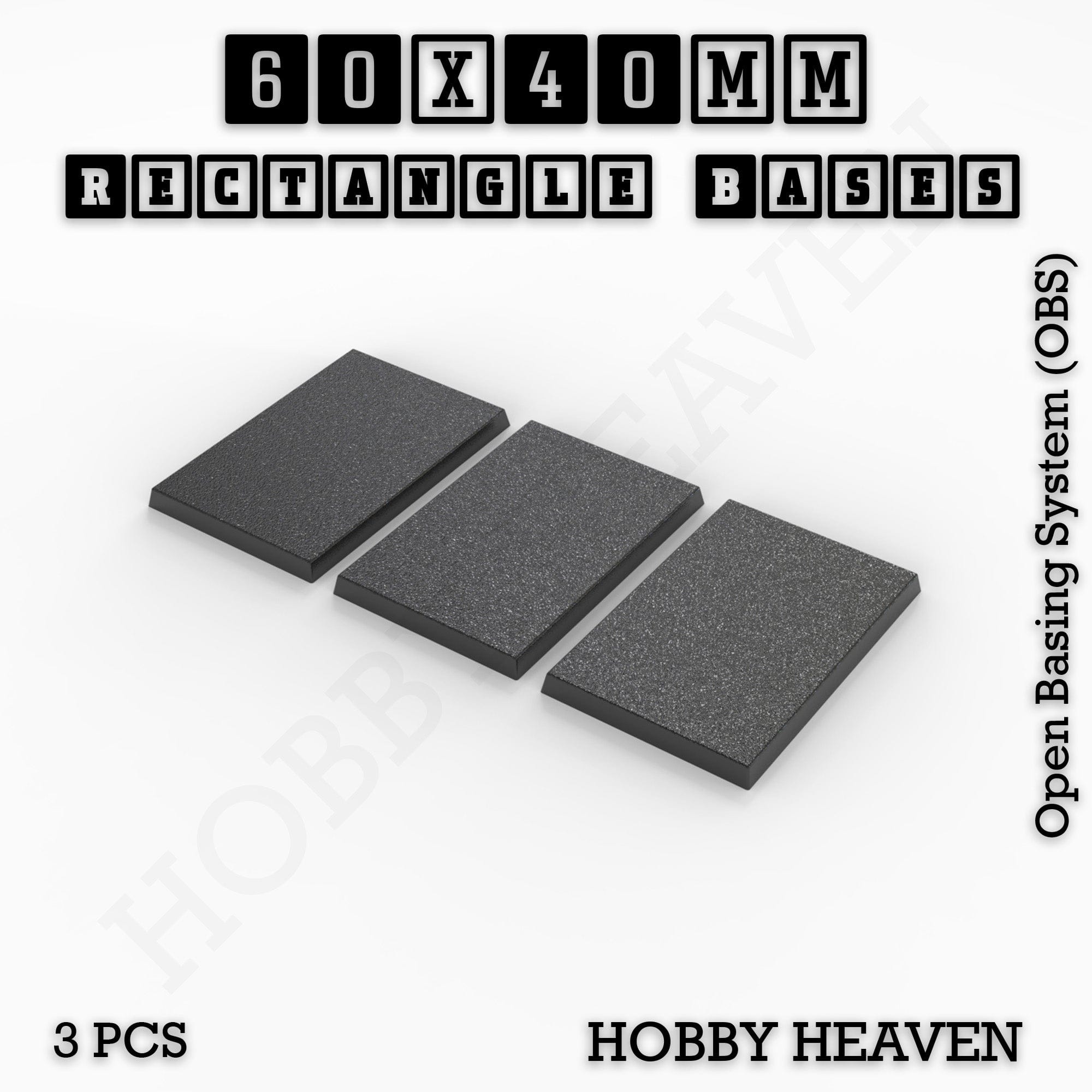 Base Rectangle Bases Range Sizes - 75x30mm to 125x40mm Medium Sizes 3d Print Full Range Tabletop Games