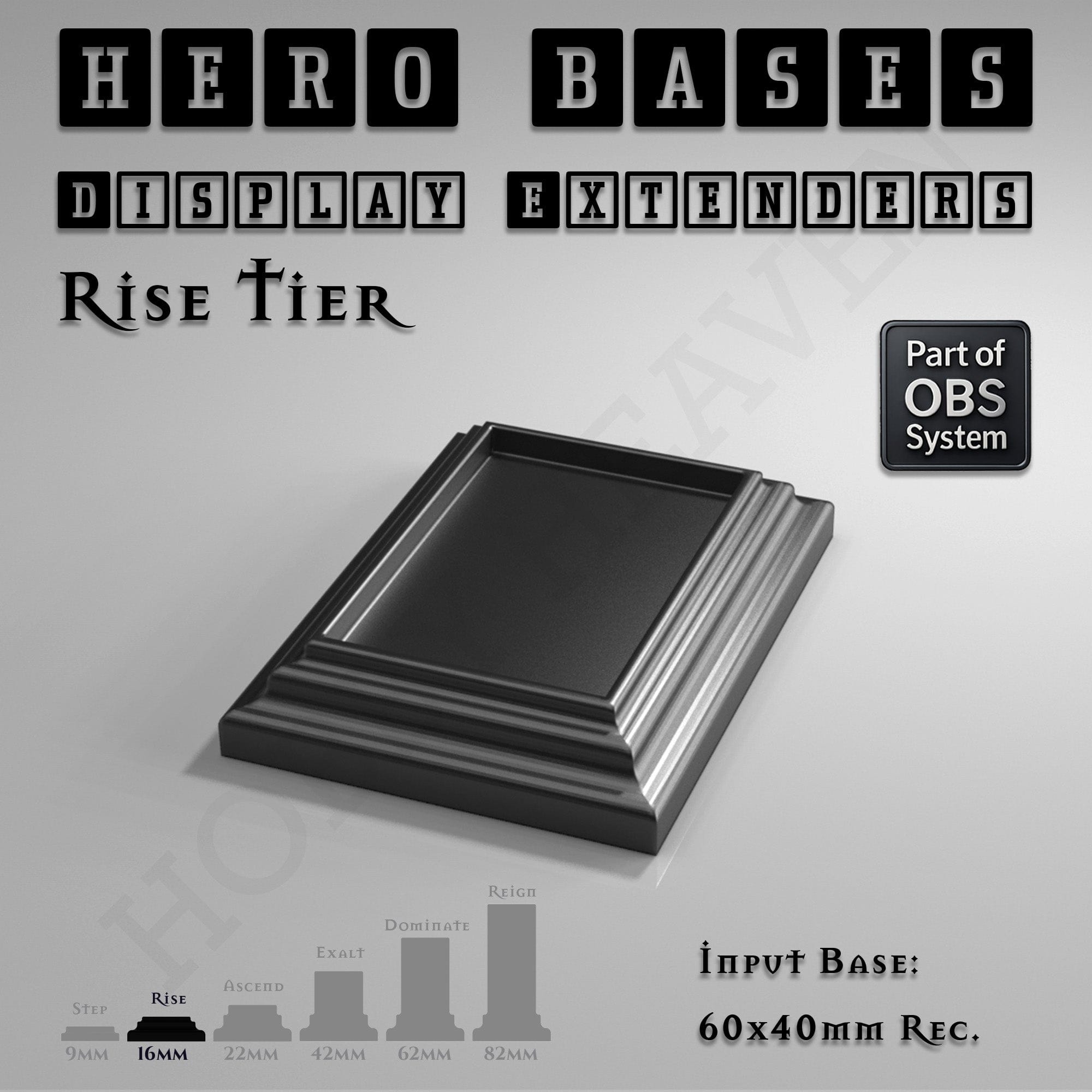 Plastic Bases Hero Bases Display Extenders | Squares and Rectangles | Convert Gaming Bases to Display Bases & Plinths