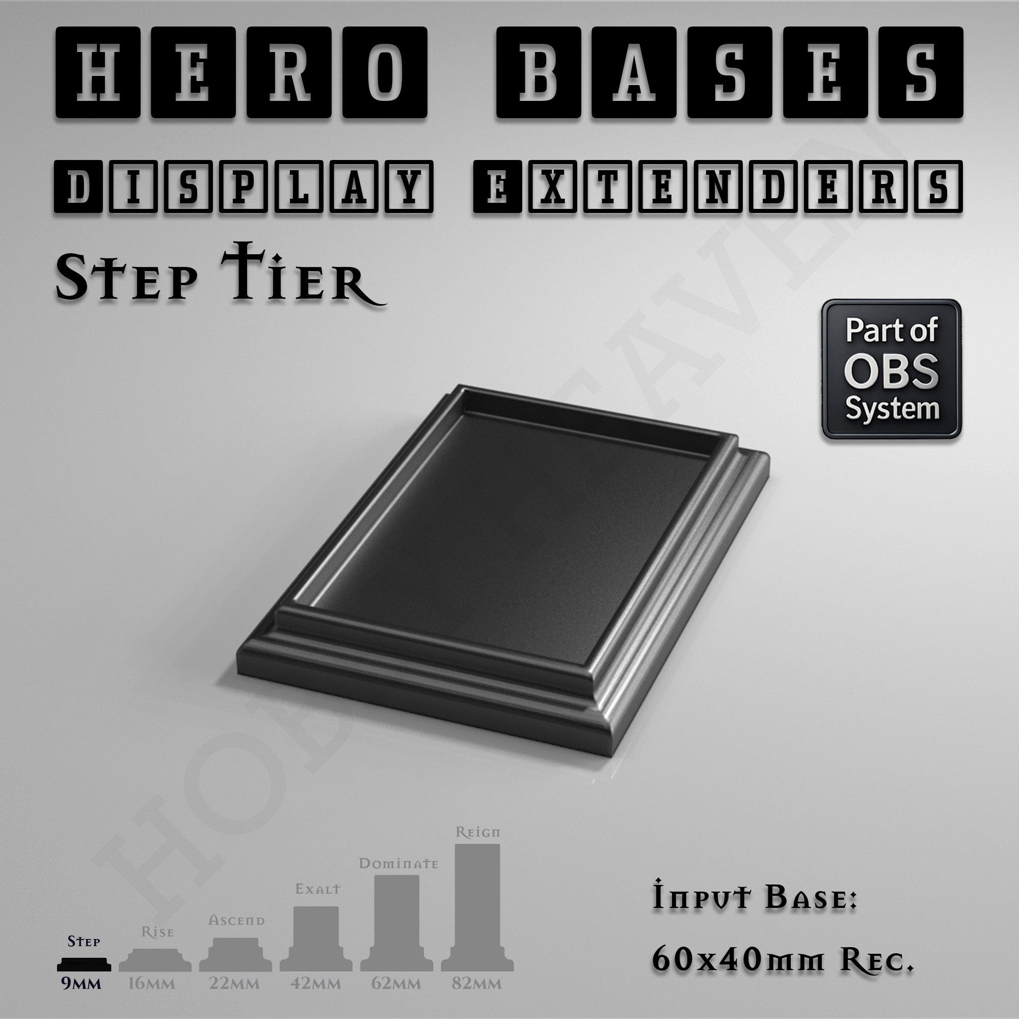 Plastic Bases Hero Bases Display Extenders | Squares and Rectangles | Convert Gaming Bases to Display Bases & Plinths