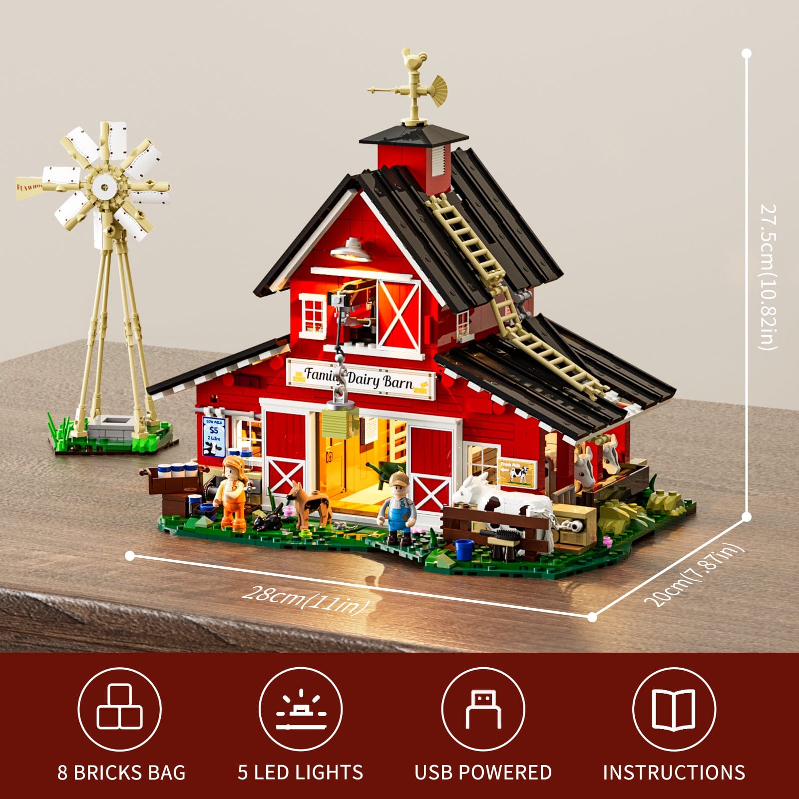 LUMIBRICKS - FUNWHOLE Cow Barn F9037 X004ATF8B9