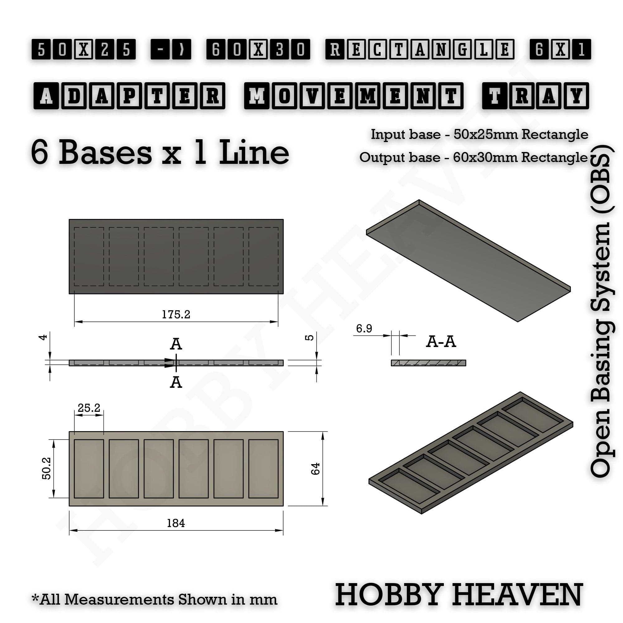 Movement Tray Square and Rectangle Movement Trays Adapters for Tabletop Games