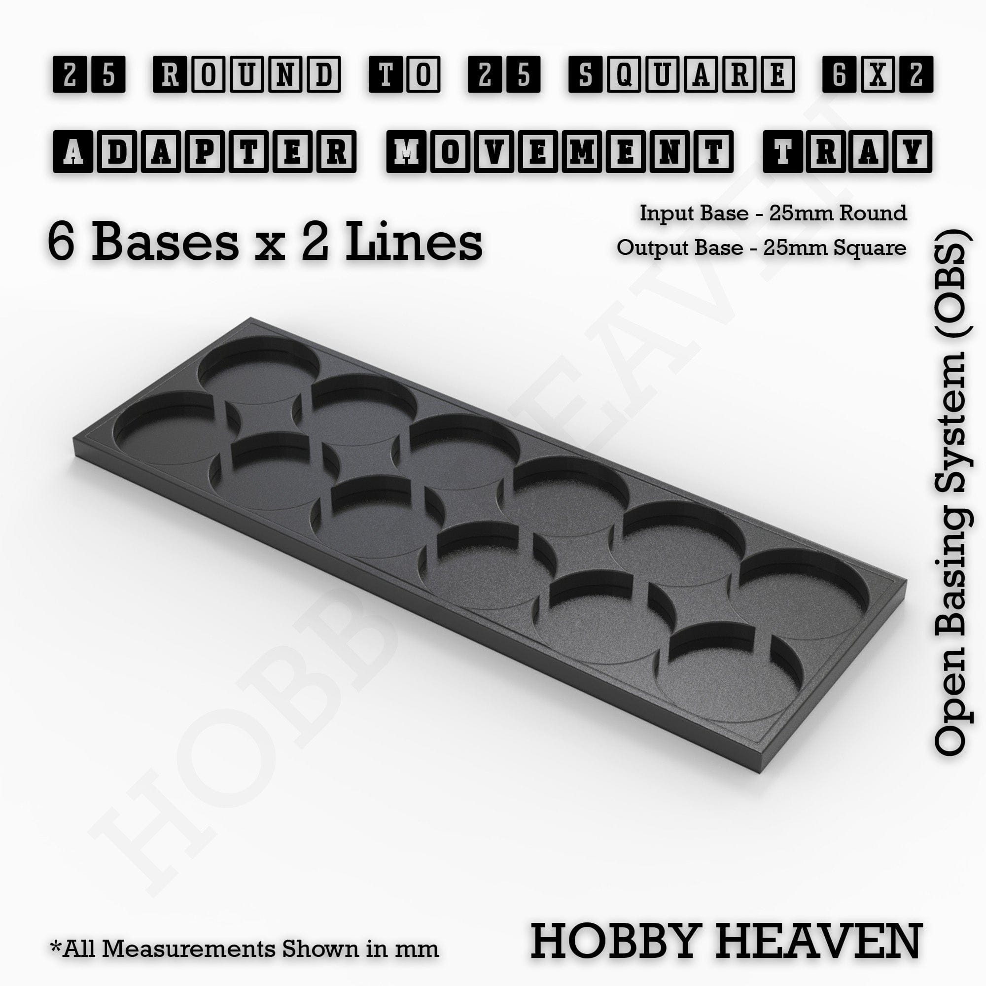 Movement Tray Round to Square Movement Trays Adapters for Tabletop Games