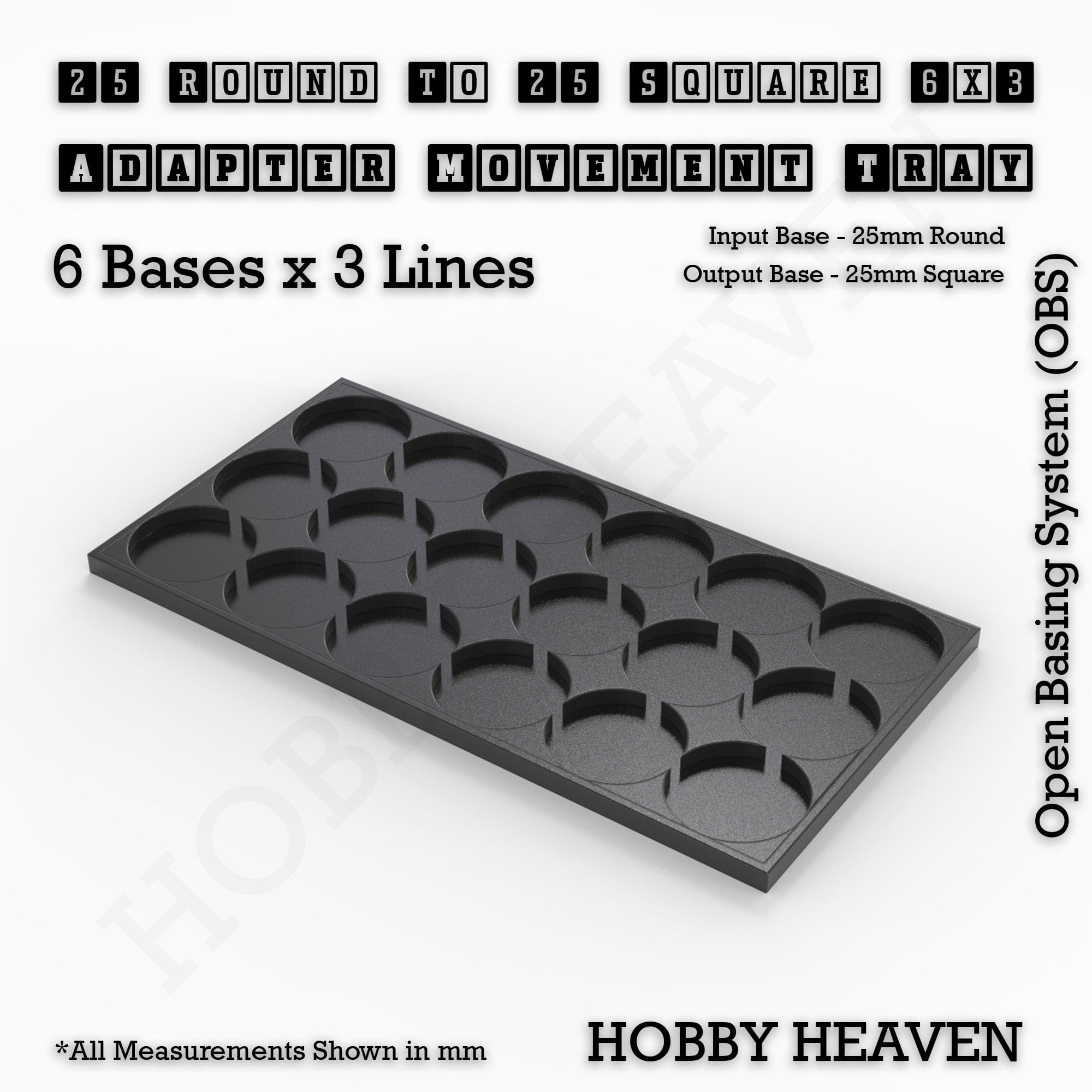 Movement Tray Round to Square Movement Trays Adapters for Tabletop Games