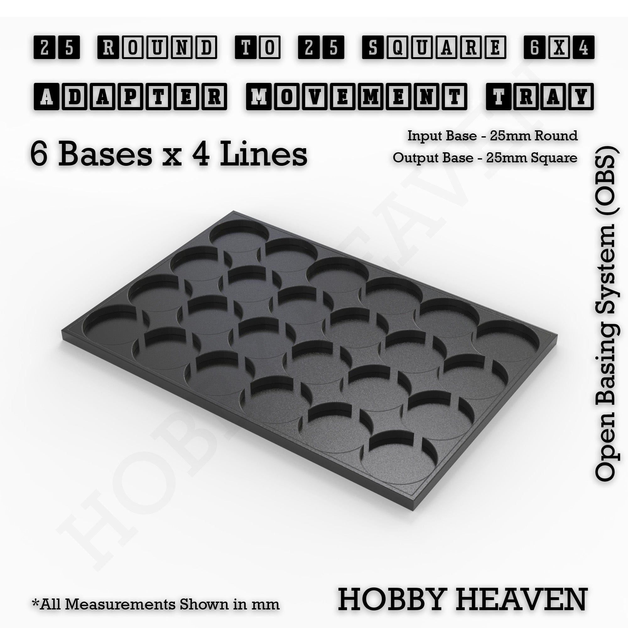 Movement Tray Round to Square Movement Trays Adapters for Tabletop Games