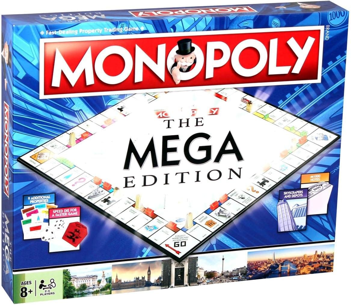 Winning Moves Mega Monopoly Board Game, New but open, scruffy box 5053410002459