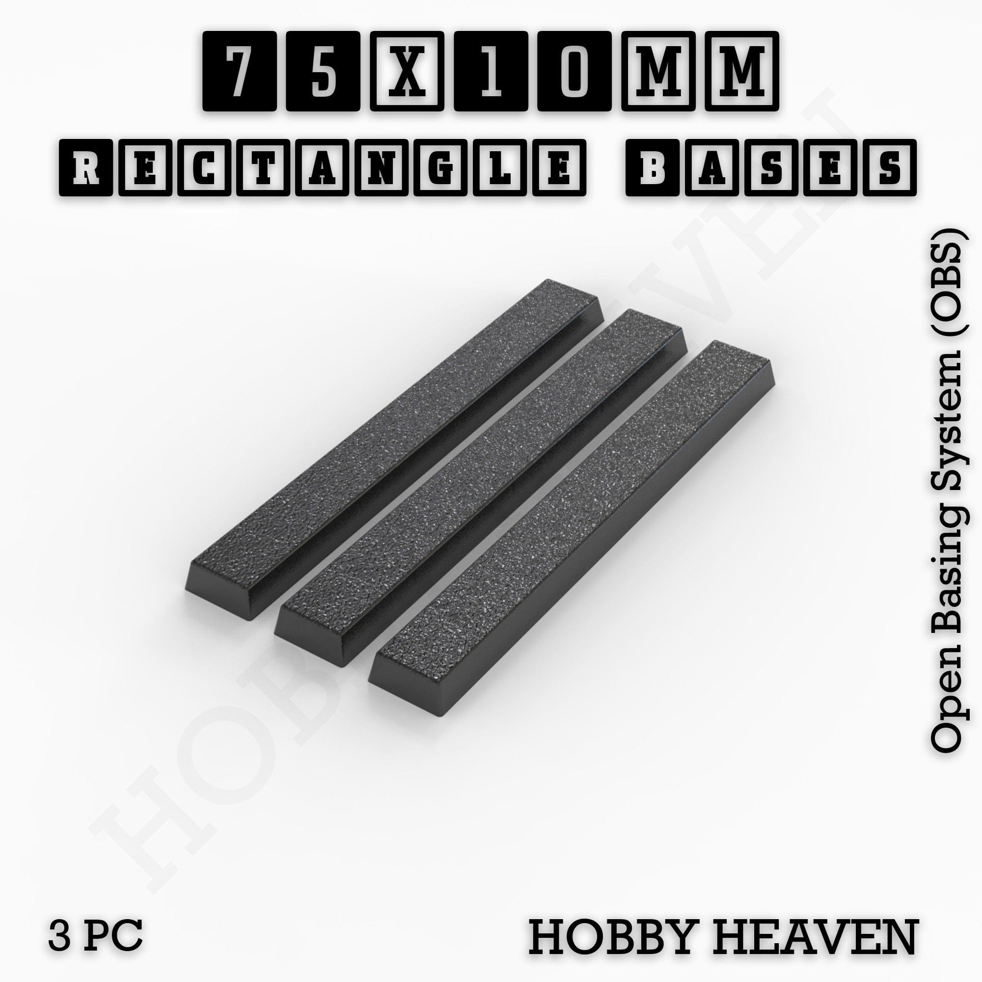 Base Rectangle Bases Range Sizes - 75x30mm to 125x40mm Medium Sizes 3d Print Full Range Tabletop Games