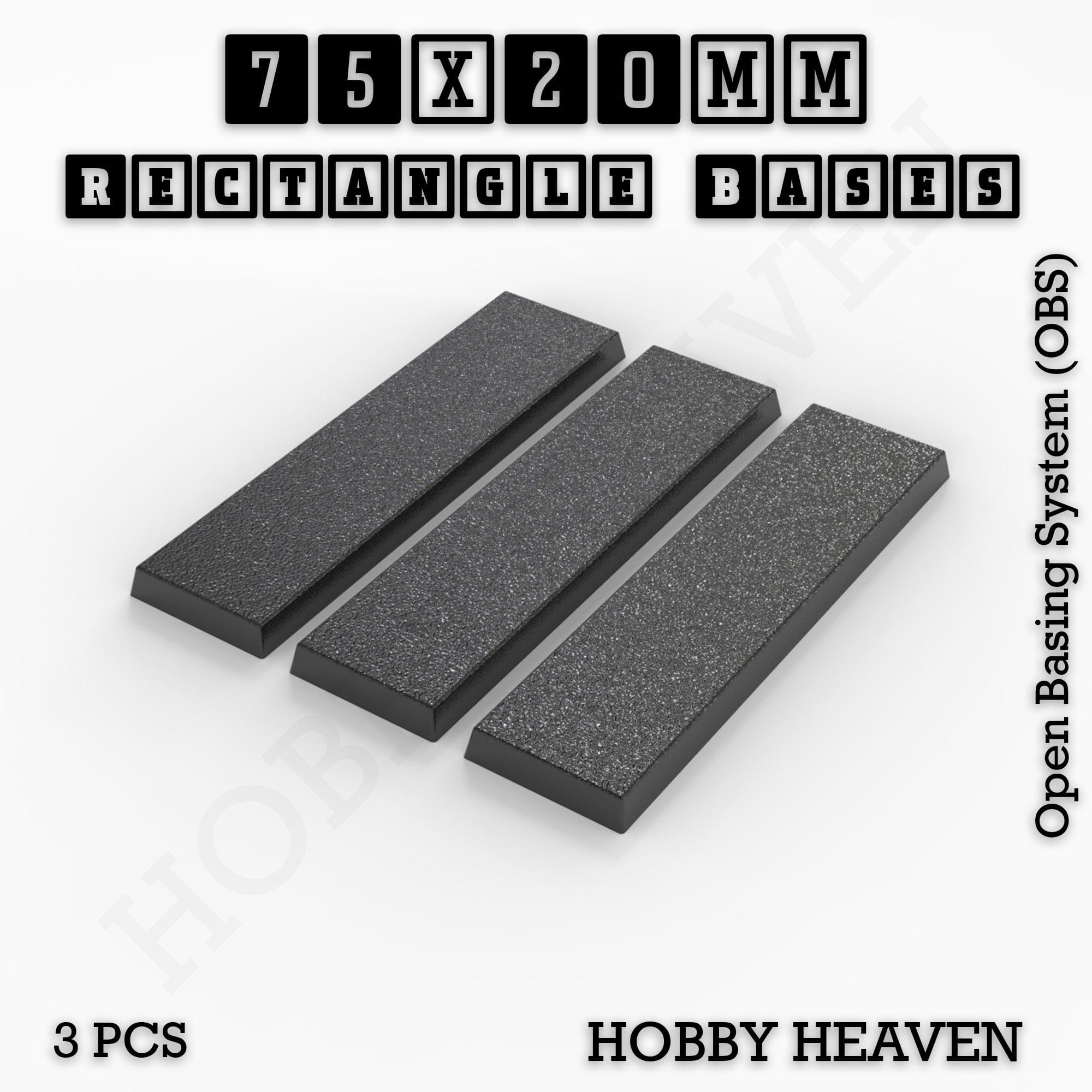 Base Rectangle Bases Range Sizes - 75x30mm to 125x40mm Medium Sizes 3d Print Full Range Tabletop Games