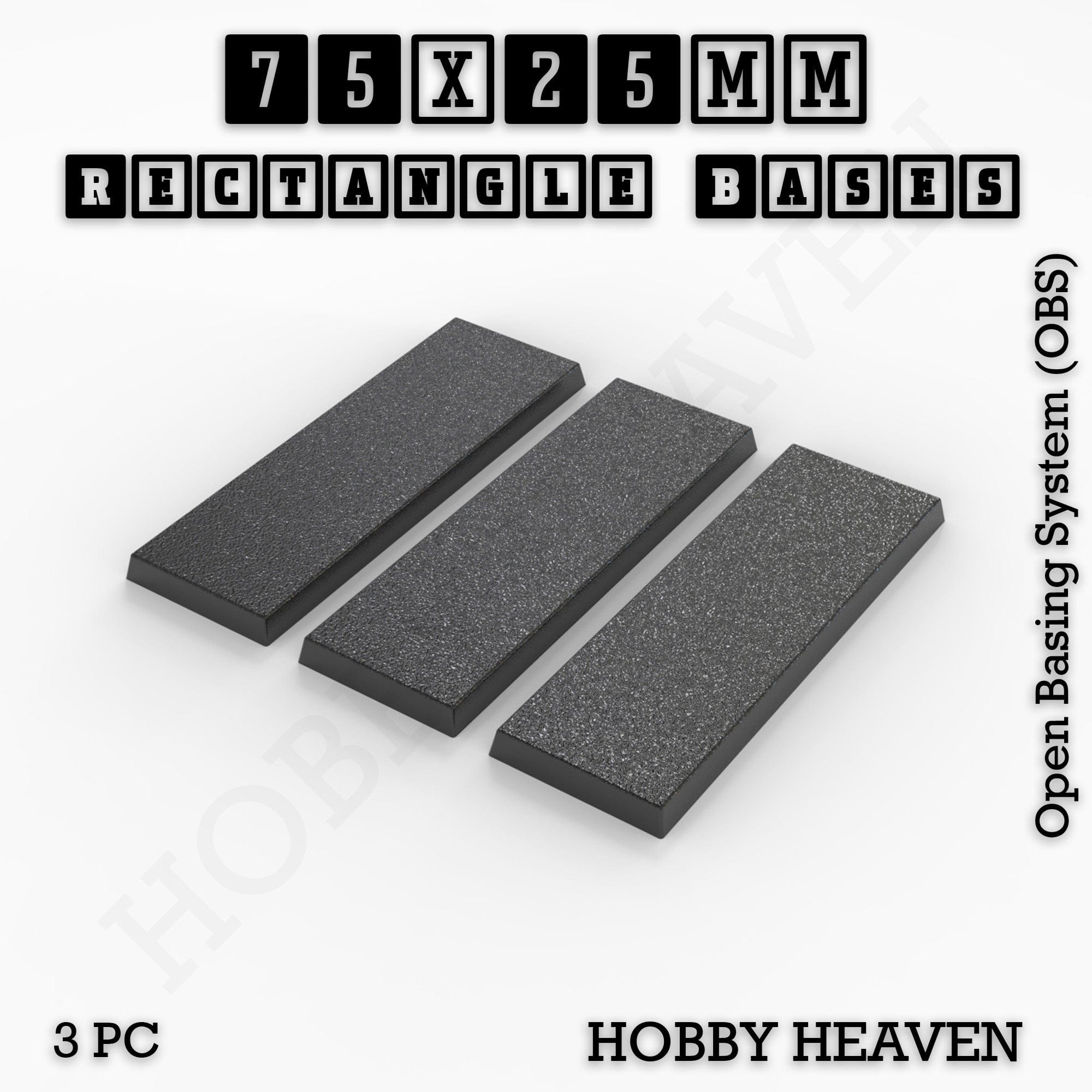 Base Rectangle Bases Range Sizes - 75x30mm to 125x40mm Medium Sizes 3d Print Full Range Tabletop Games
