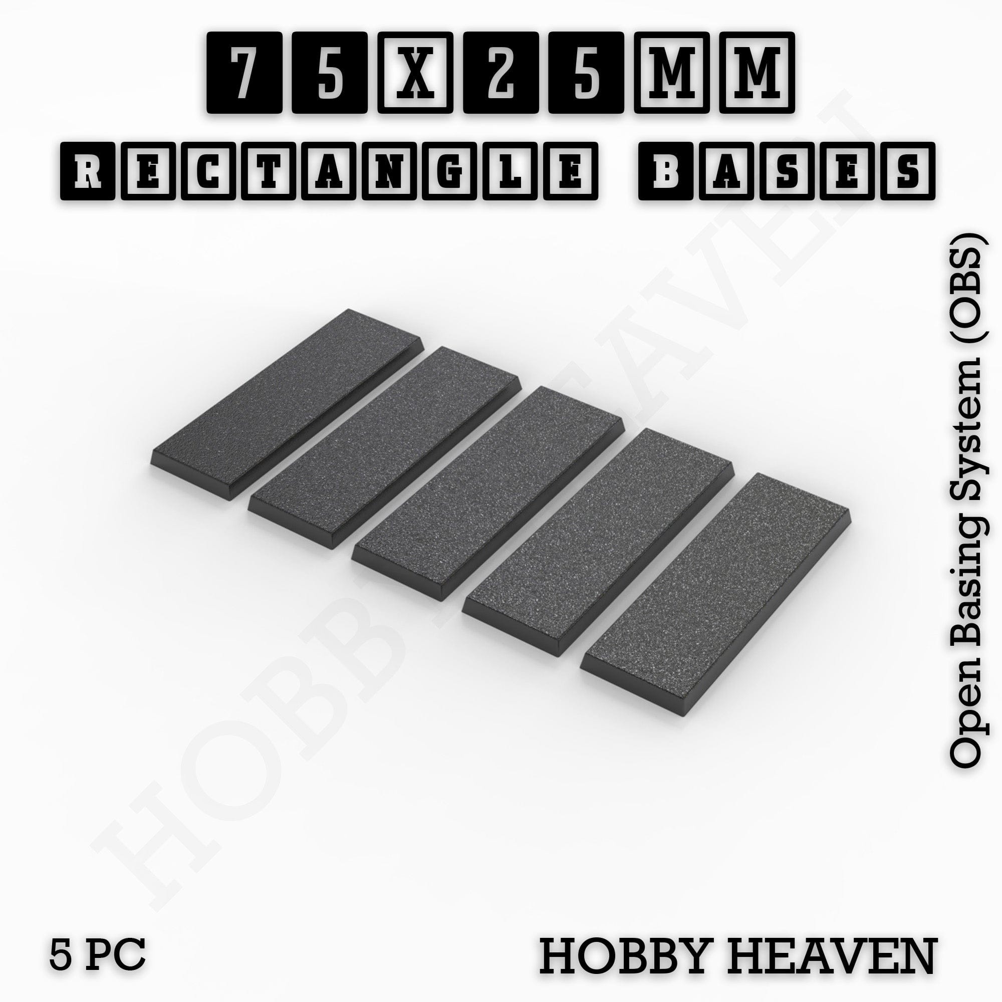 Base Rectangle Bases Range Sizes - 75x30mm to 125x40mm Medium Sizes 3d Print Full Range Tabletop Games