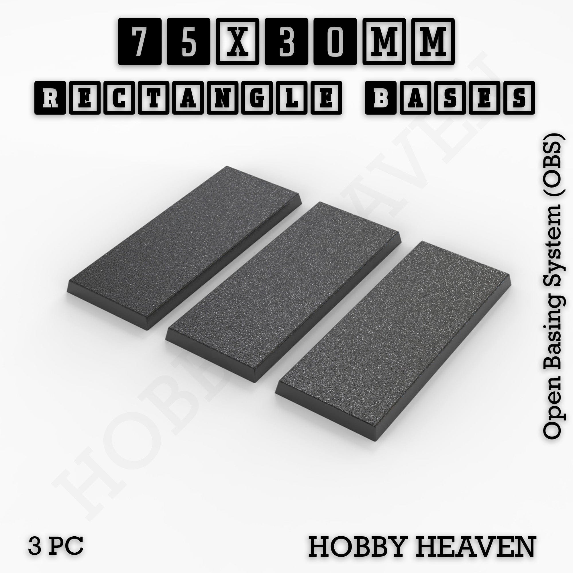 Base Rectangle Bases Range Sizes - 75x30mm to 125x40mm Medium Sizes 3d Print Full Range Tabletop Games