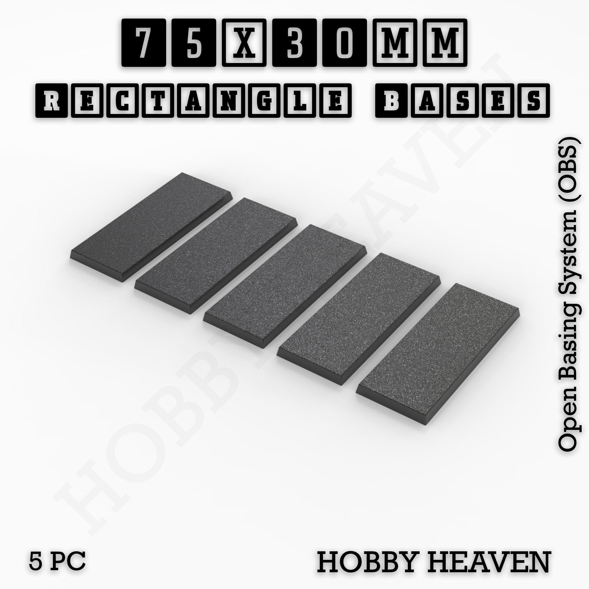 Base Rectangle Bases Range Sizes - 75x30mm to 125x40mm Medium Sizes 3d Print Full Range Tabletop Games