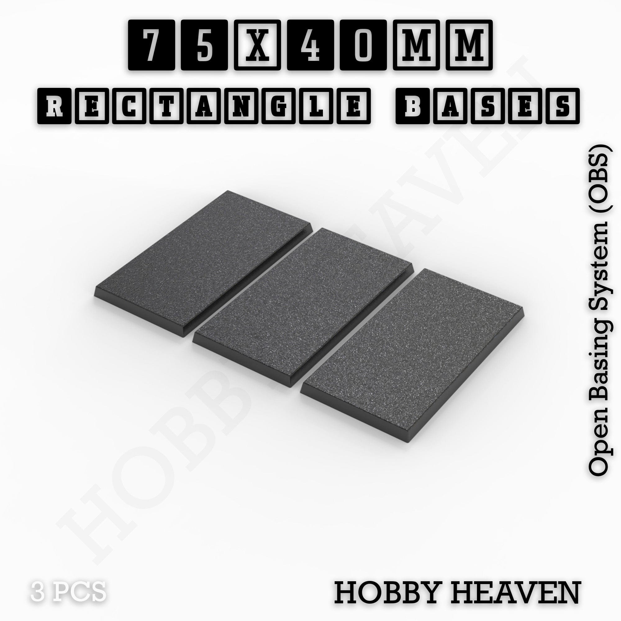 Base Rectangle Bases Range Sizes - 75x30mm to 125x40mm Medium Sizes 3d Print Full Range Tabletop Games