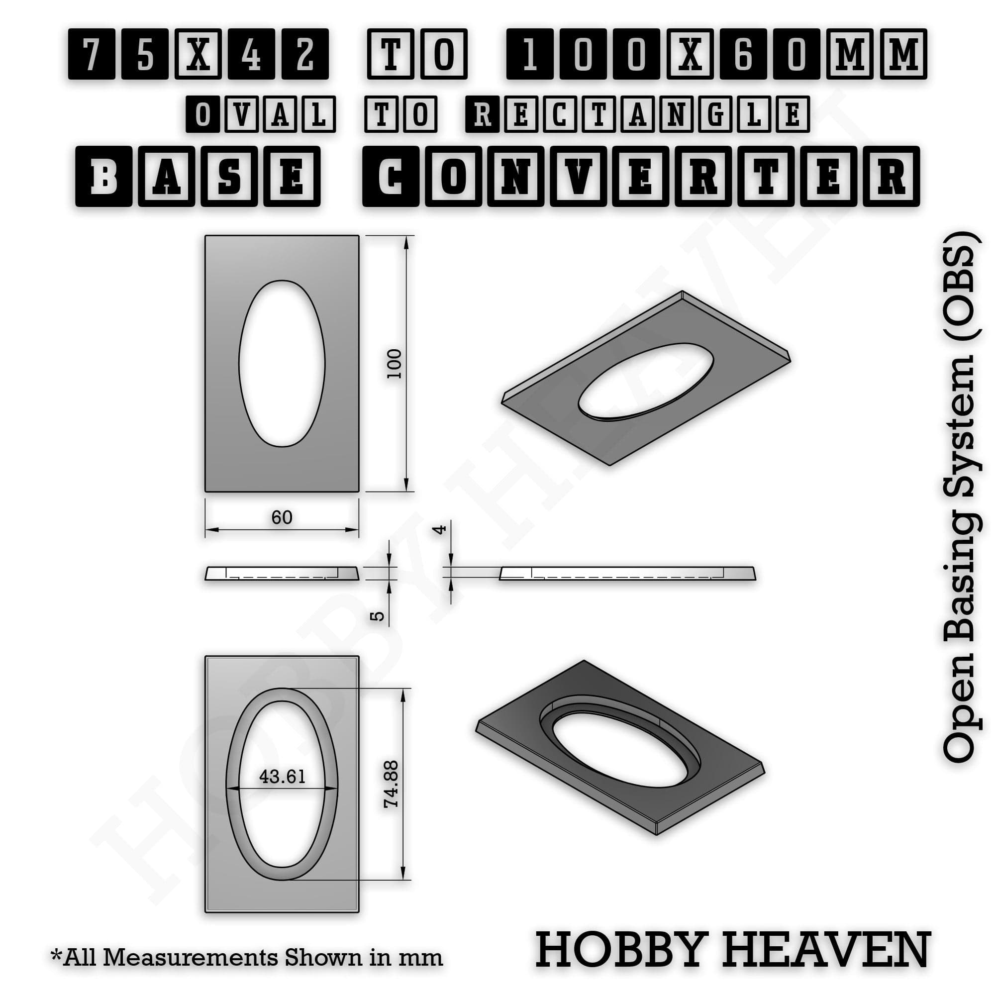 Base Converter Wargaming Oval to Rectangle Base Converters – Tabletop Games | 3D Printed Tabletop Accessories