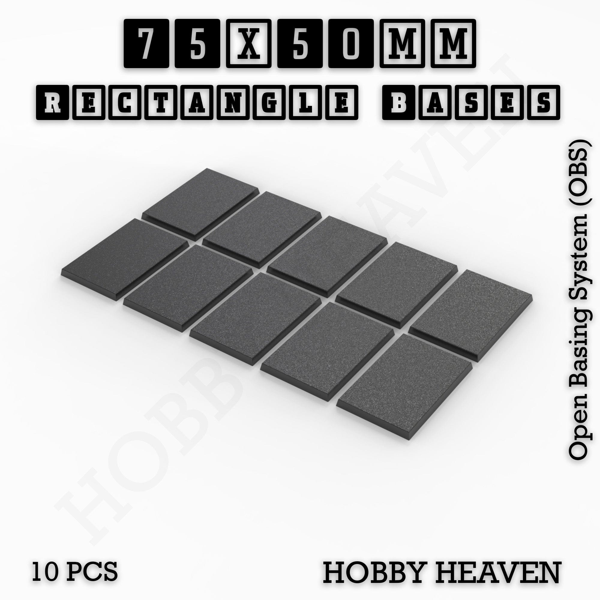 Base Rectangle Bases Range Sizes - 75x30mm to 125x40mm Medium Sizes 3d Print Full Range Tabletop Games