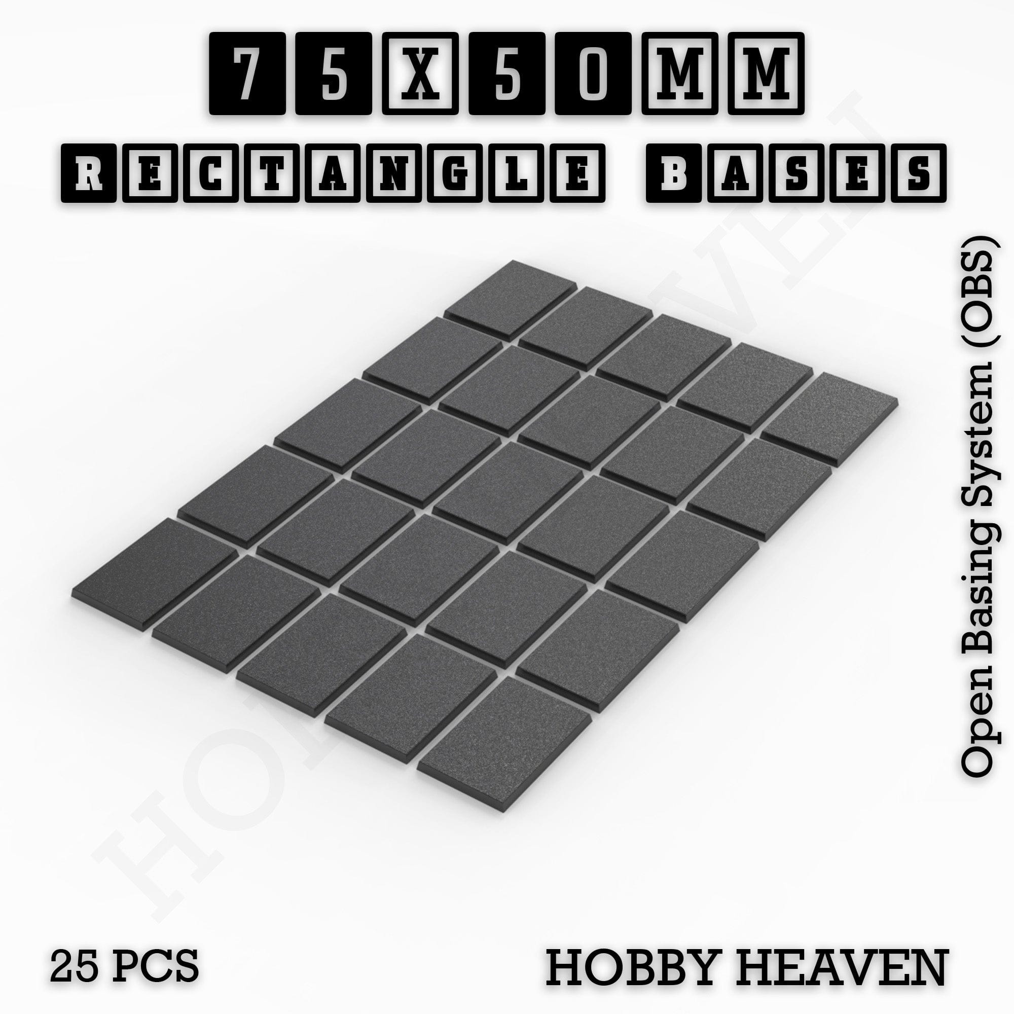 Base Rectangle Bases Range Sizes - 75x30mm to 125x40mm Medium Sizes 3d Print Full Range Tabletop Games