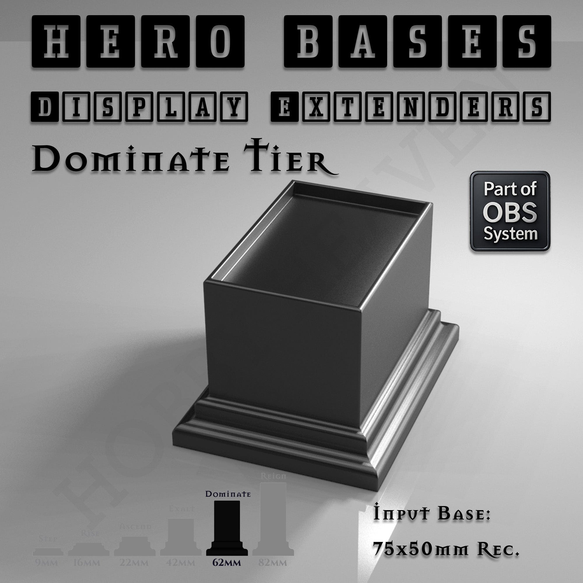 Plastic Bases Hero Bases Display Extenders | Squares and Rectangles | Convert Gaming Bases to Display Bases & Plinths